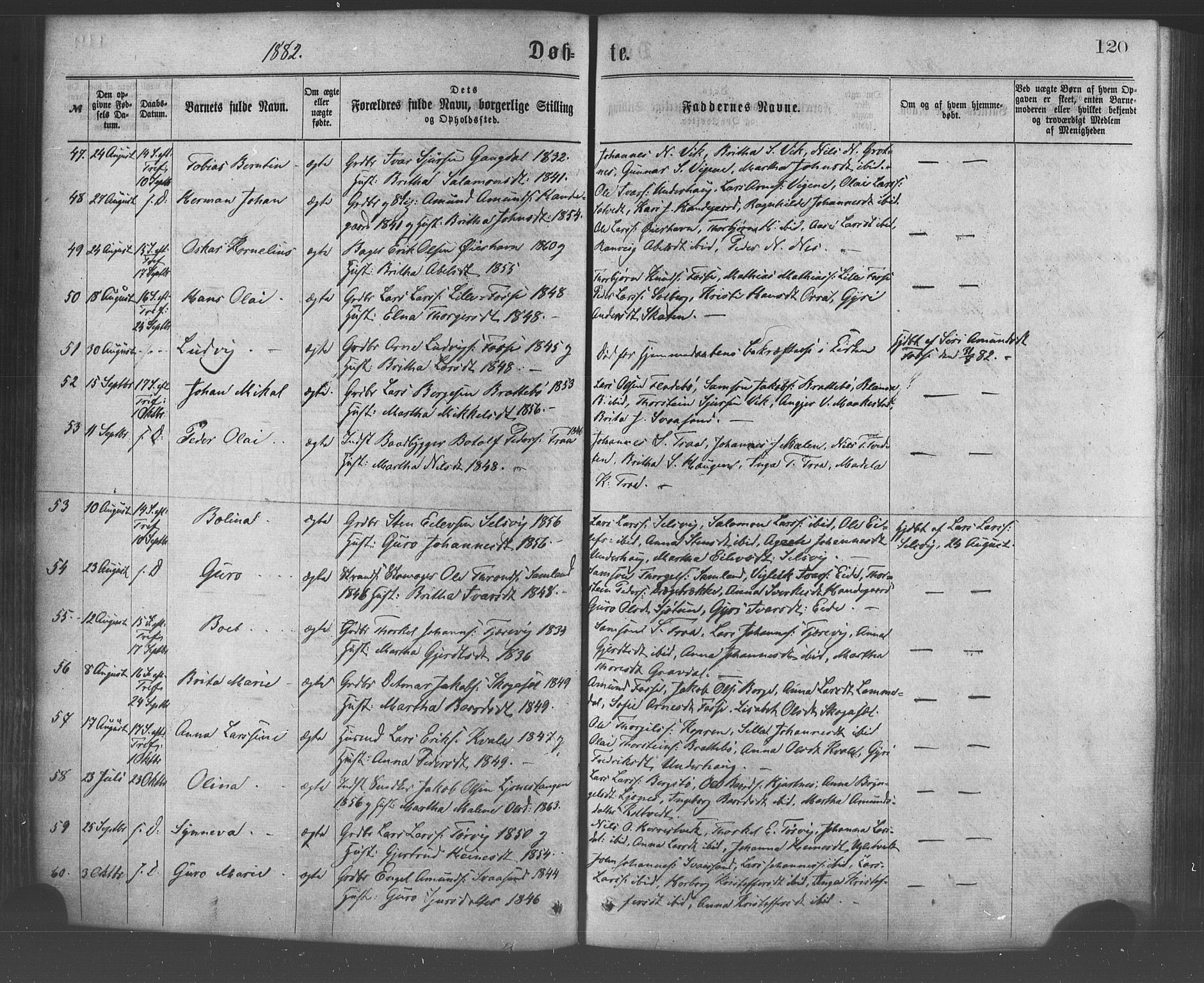 Strandebarm sokneprestembete, SAB/A-78401/H/Haa: Parish register (official) no. A 9, 1872-1886, p. 120