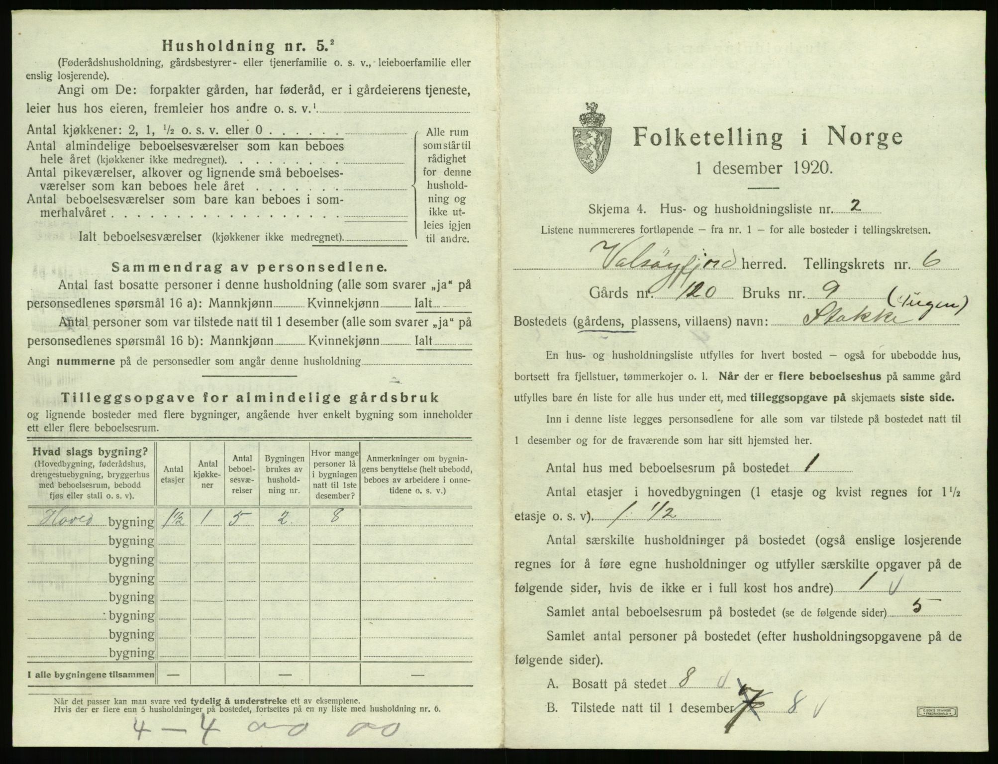 SAT, 1920 census for Valsøyfjord, 1920, p. 397