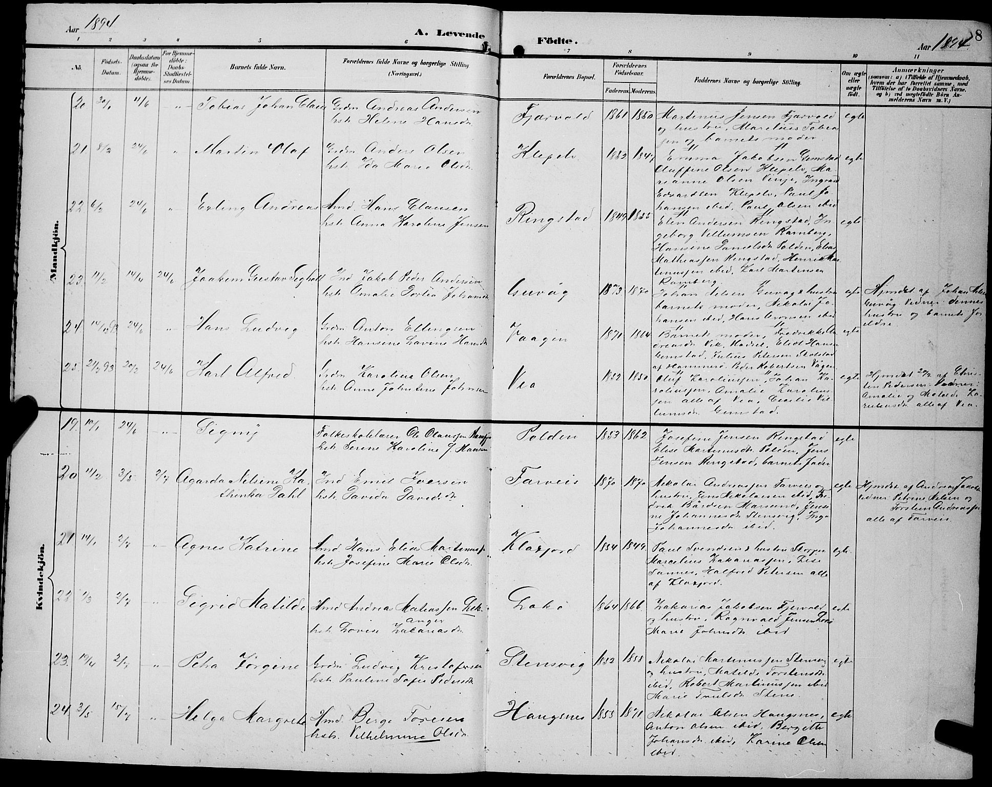 Ministerialprotokoller, klokkerbøker og fødselsregistre - Nordland, AV/SAT-A-1459/891/L1316: Parish register (copy) no. 891C05, 1894-1898, p. 8