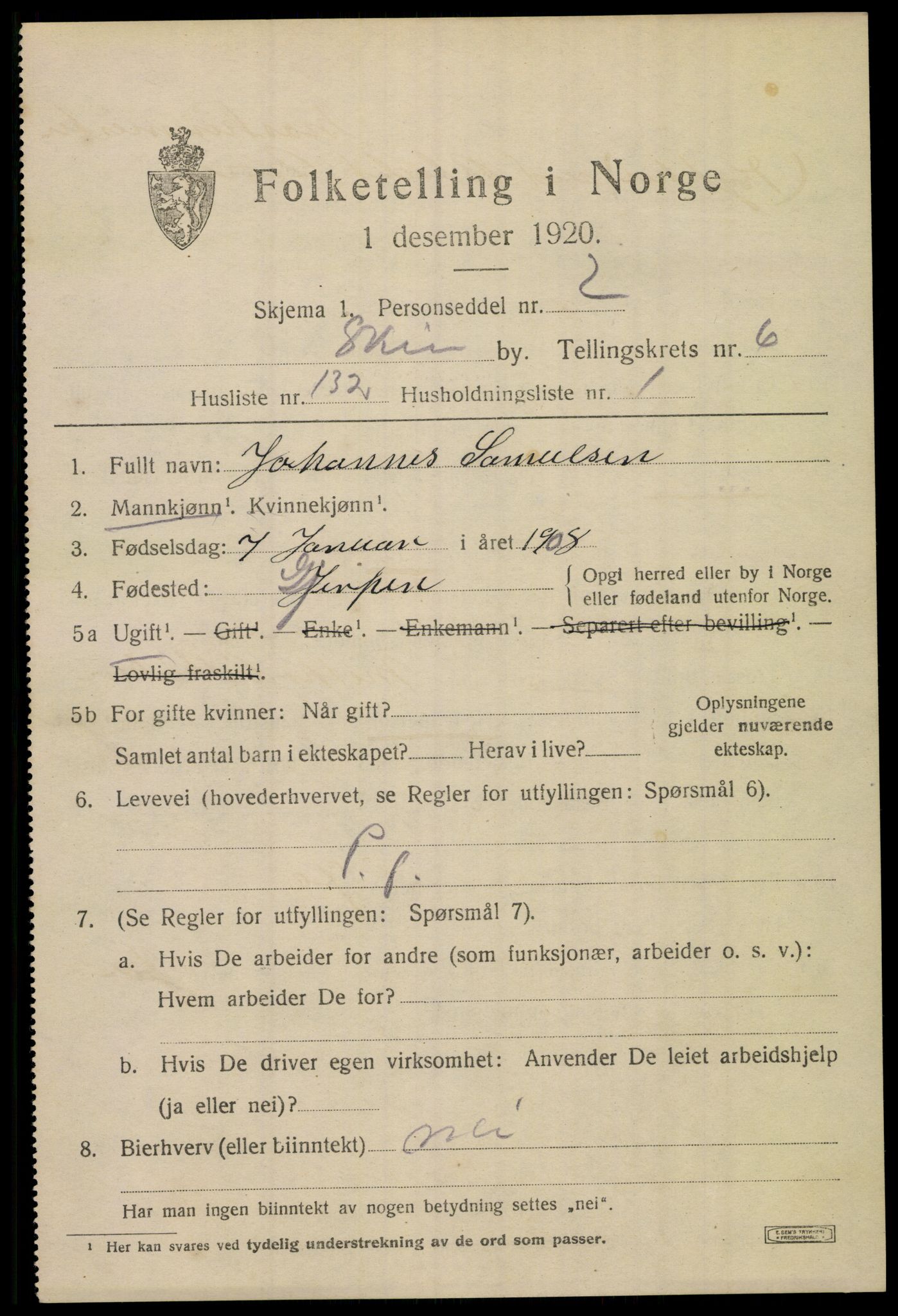 SAKO, 1920 census for Skien, 1920, p. 24270