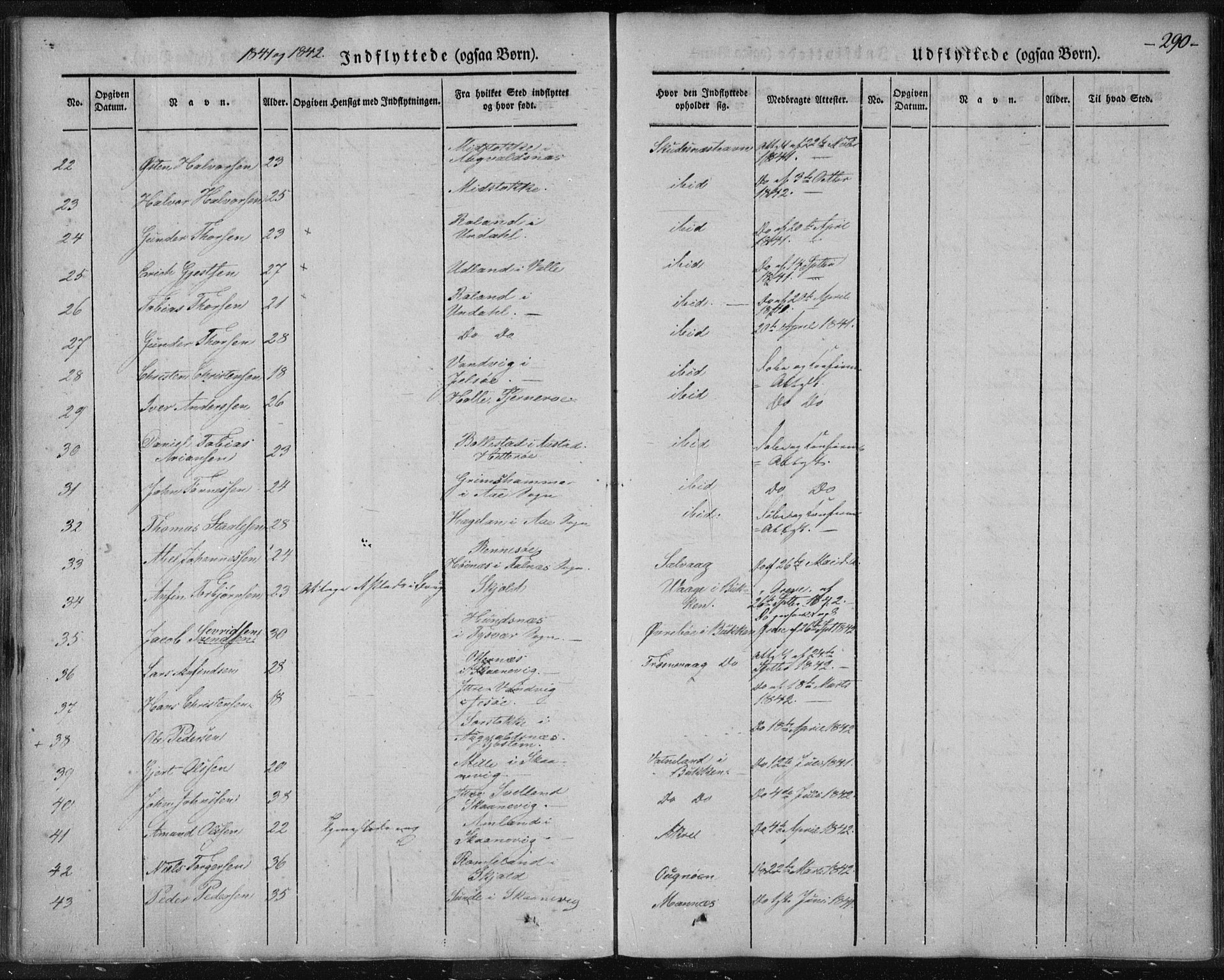 Skudenes sokneprestkontor, SAST/A -101849/H/Ha/Haa/L0003: Parish register (official) no. A 2.2, 1841-1846, p. 290