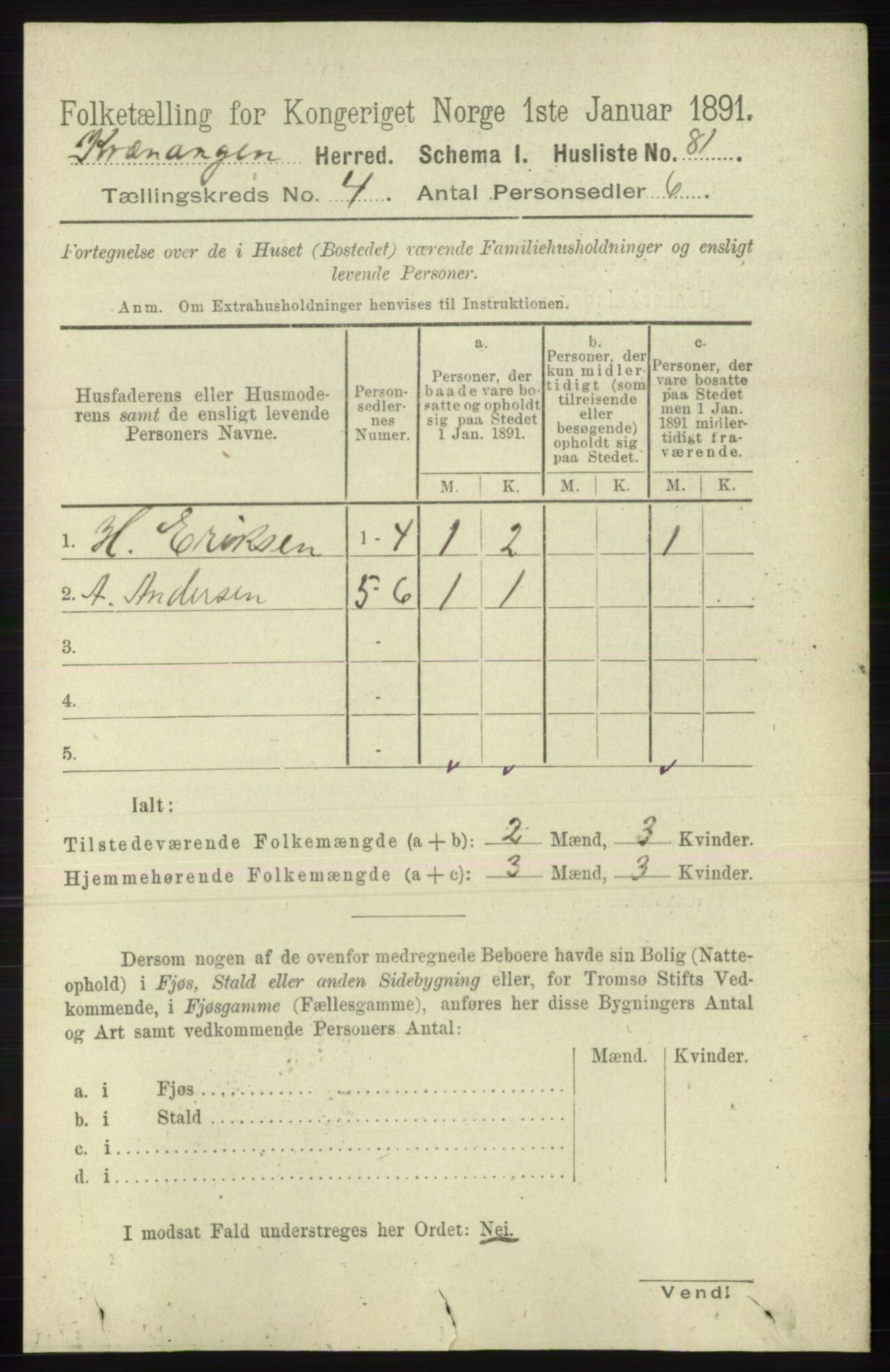 RA, 1891 census for 1943 Kvænangen, 1891, p. 1534