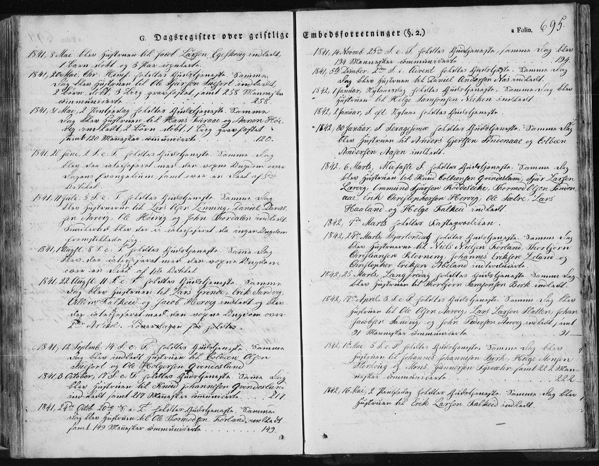 Tysvær sokneprestkontor, SAST/A -101864/H/Ha/Haa/L0001: Parish register (official) no. A 1.2, 1831-1856, p. 695