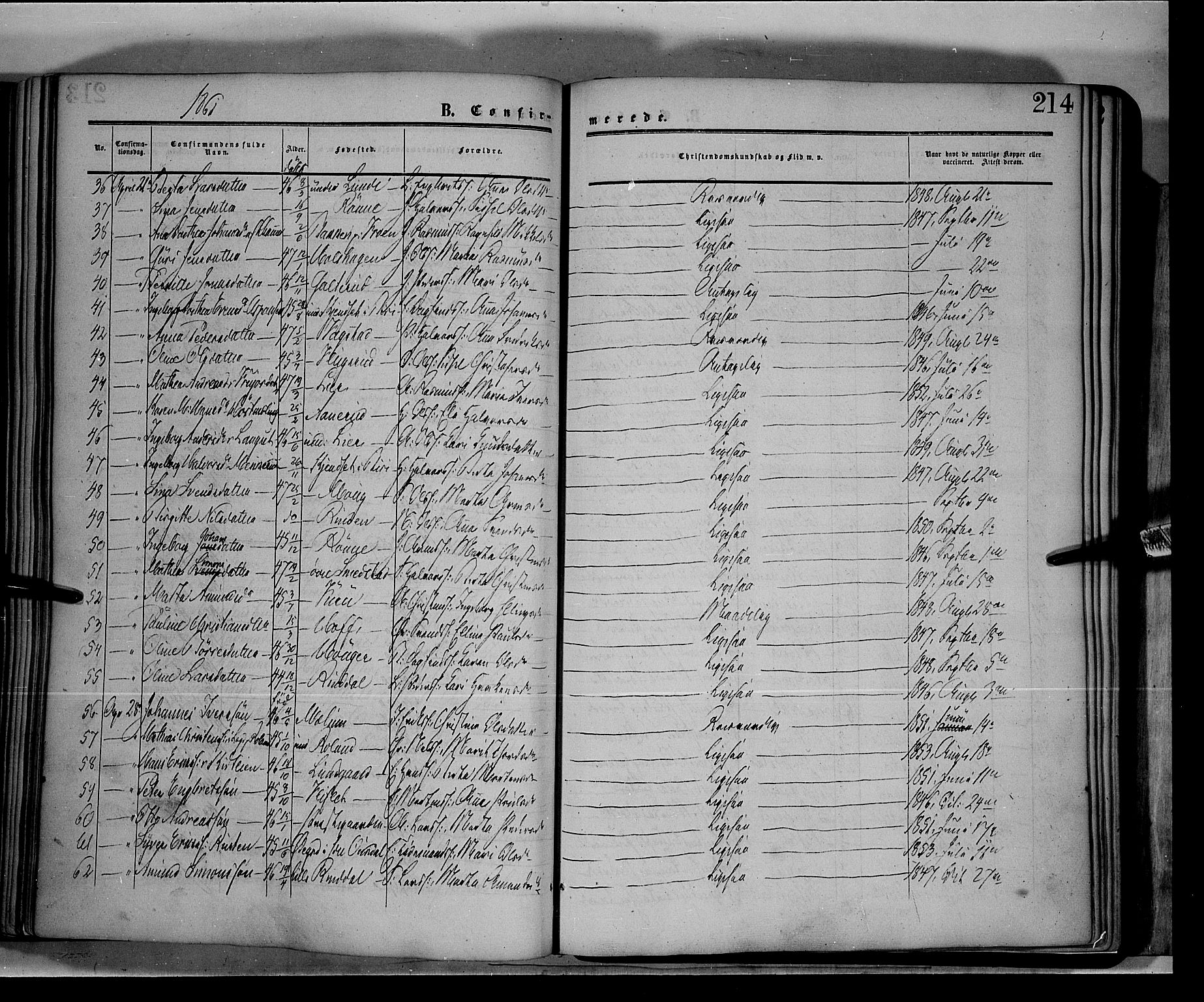 Fåberg prestekontor, SAH/PREST-086/H/Ha/Haa/L0006: Parish register (official) no. 6A, 1855-1867, p. 214