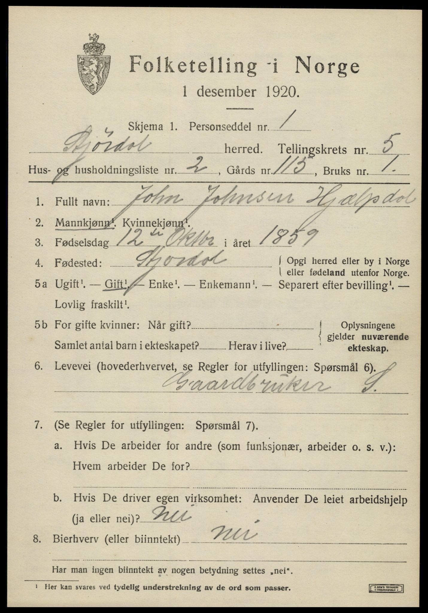 SAT, 1920 census for Stjørdal, 1920, p. 6002
