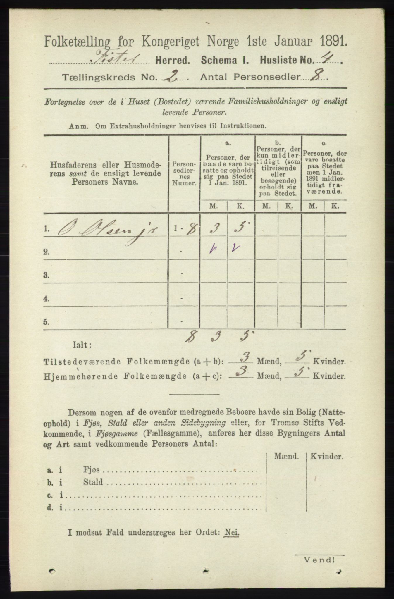 RA, 1891 census for 1132 Fister, 1891, p. 336