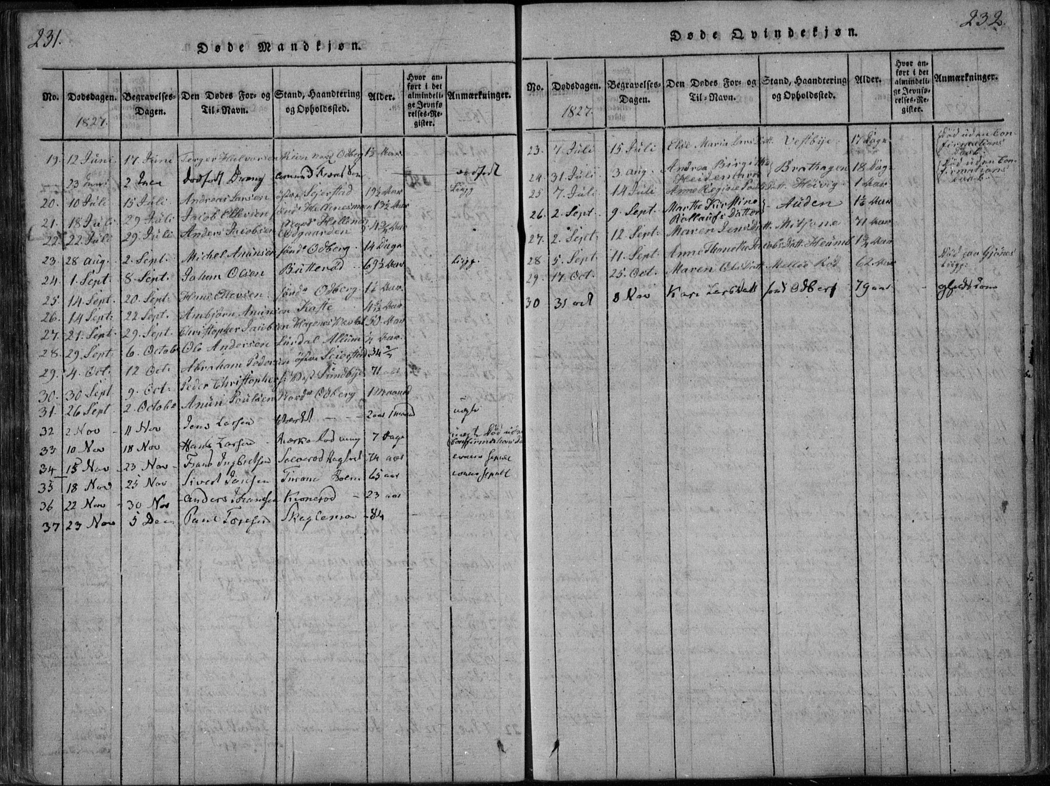 Hedrum kirkebøker, AV/SAKO-A-344/F/Fa/L0004: Parish register (official) no. I 4, 1817-1835, p. 231-232