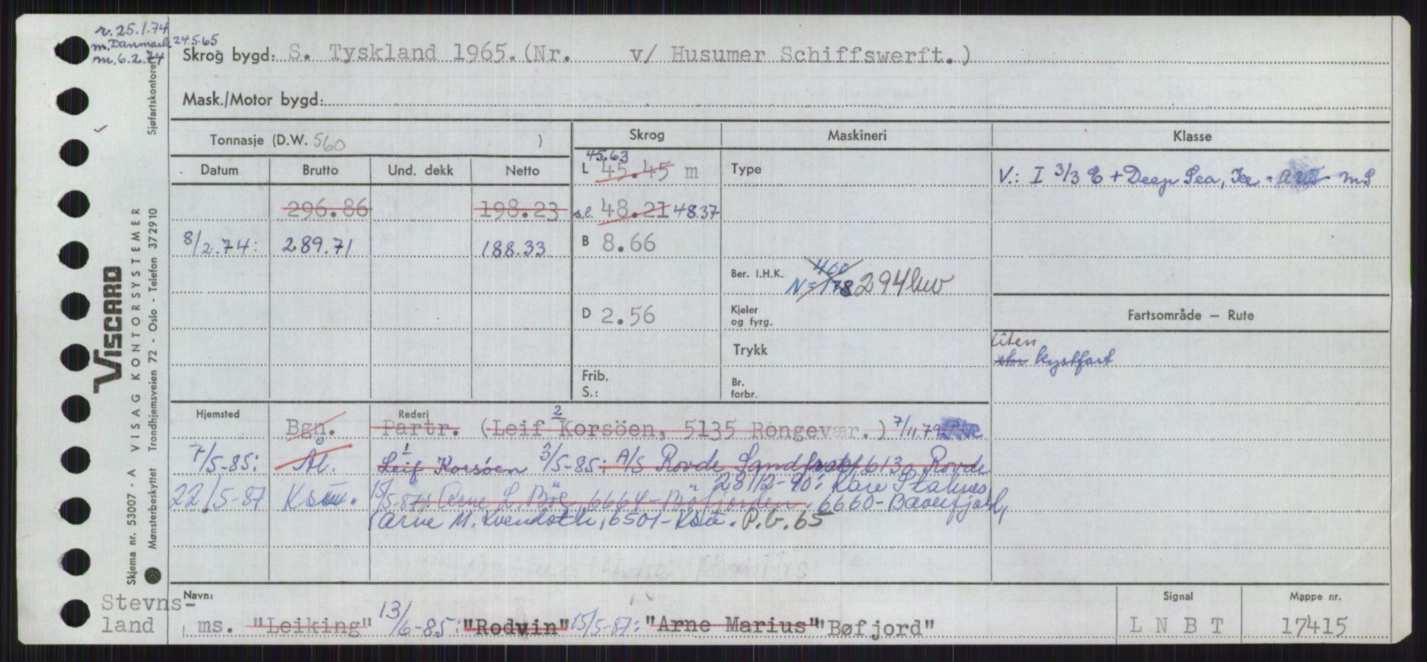 Sjøfartsdirektoratet med forløpere, Skipsmålingen, RA/S-1627/H/Ha/L0001/0002: Fartøy, A-Eig / Fartøy Bjør-Eig, p. 453