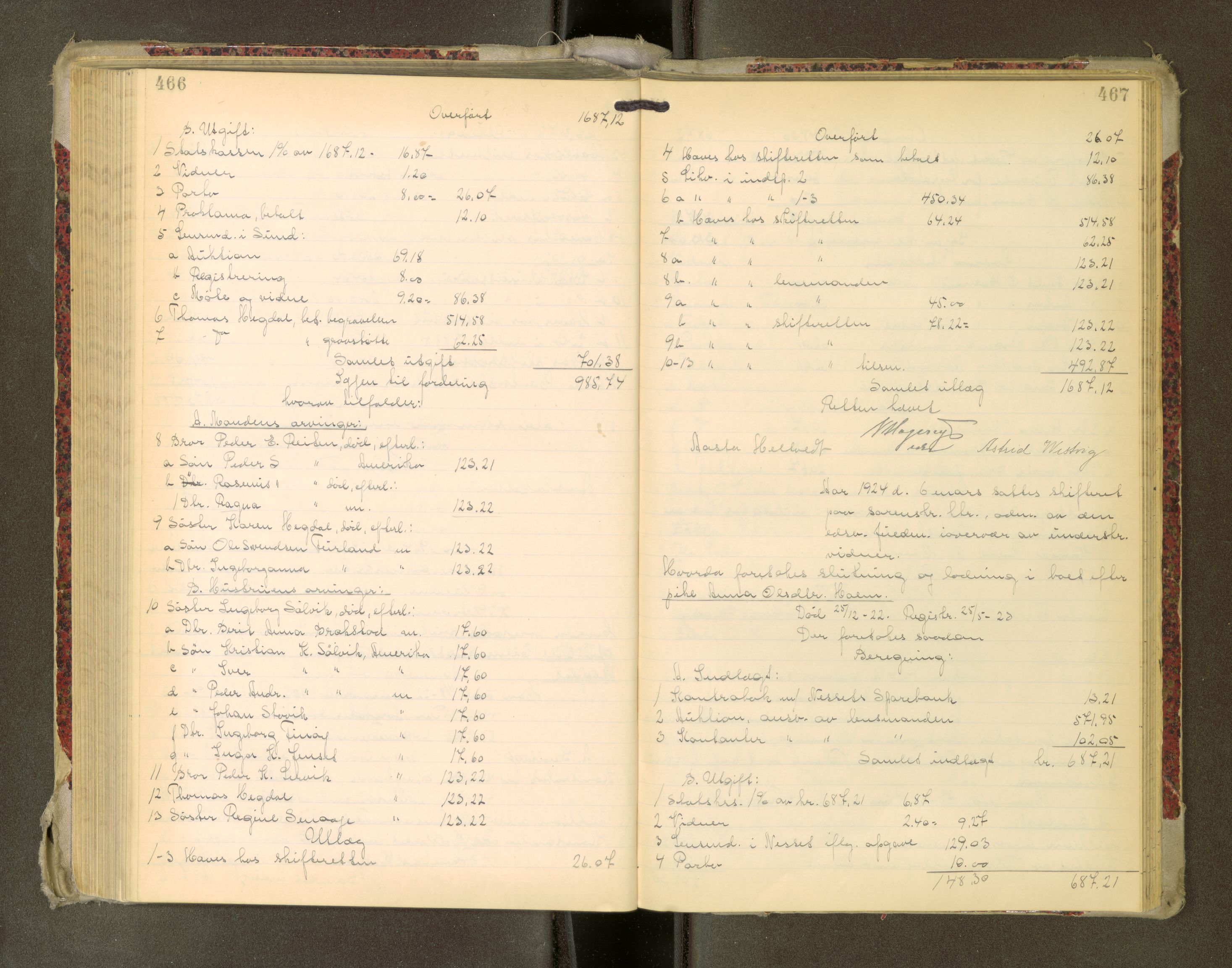 Romsdal sorenskriveri, AV/SAT-A-4149/1/3/3A/L0022: Skifteutlodnings Protokoll, 1920-1924, p. 466-467