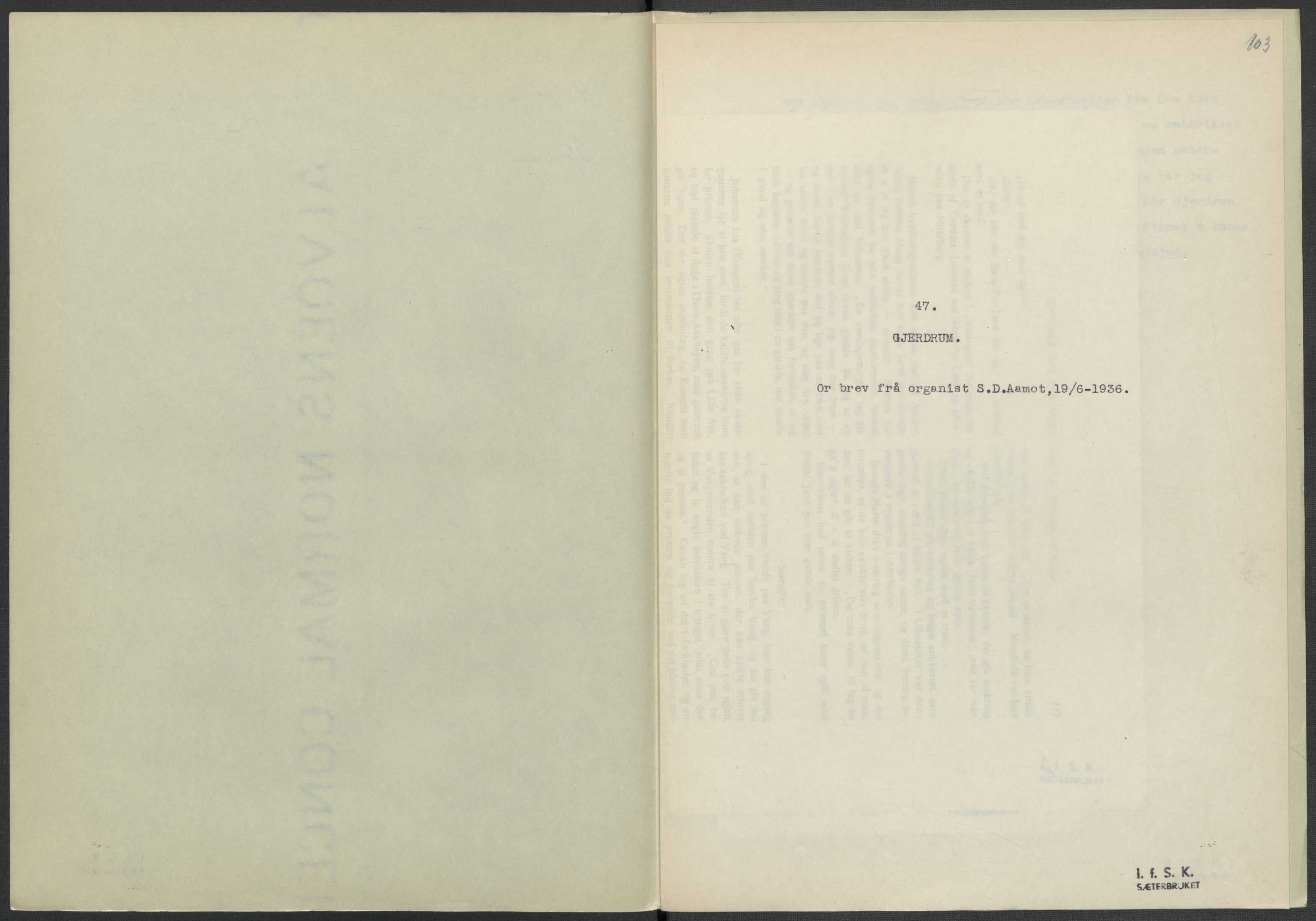 Instituttet for sammenlignende kulturforskning, RA/PA-0424/F/Fc/L0002/0002: Eske B2: / Akershus (perm II), 1932-1936, p. 103