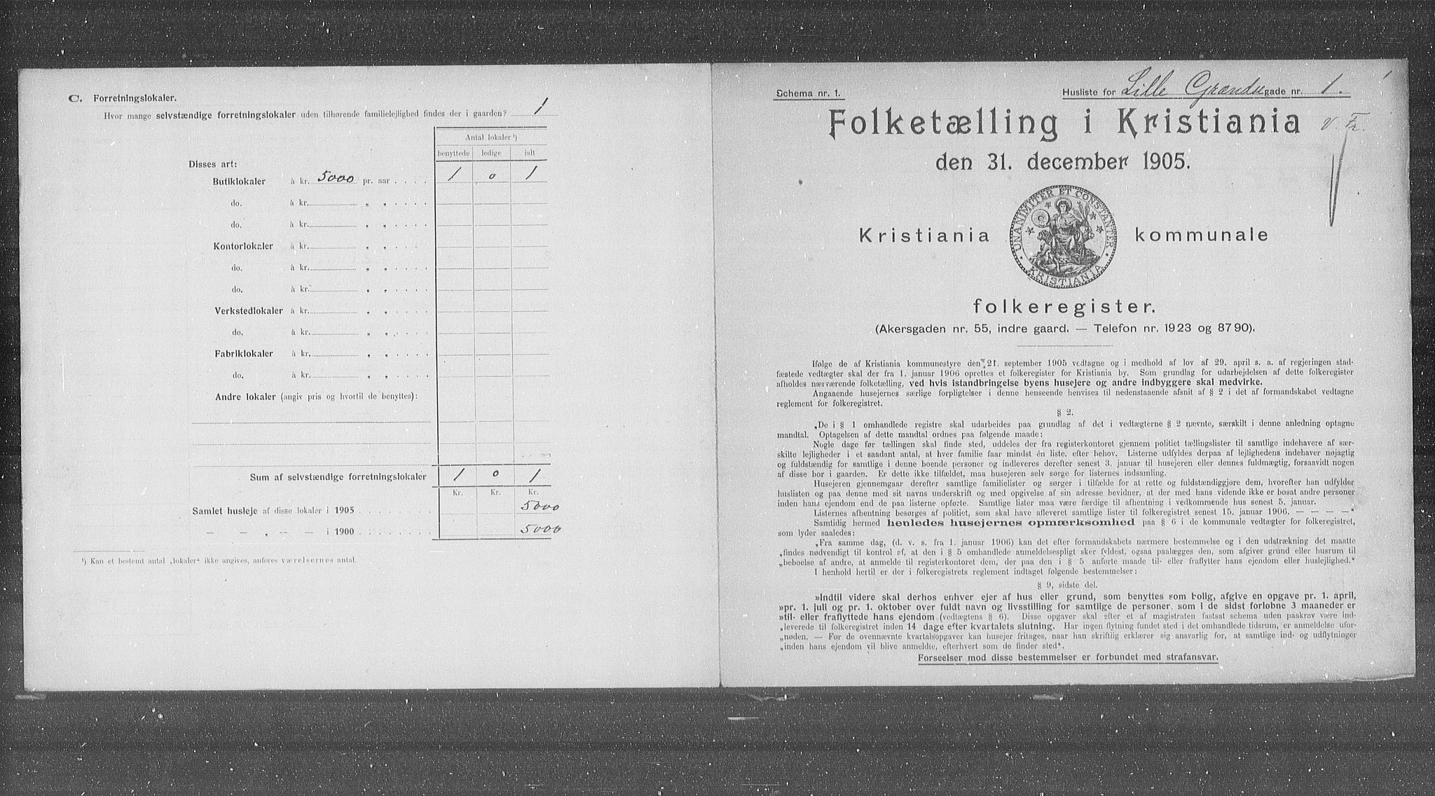 OBA, Municipal Census 1905 for Kristiania, 1905, p. 30220