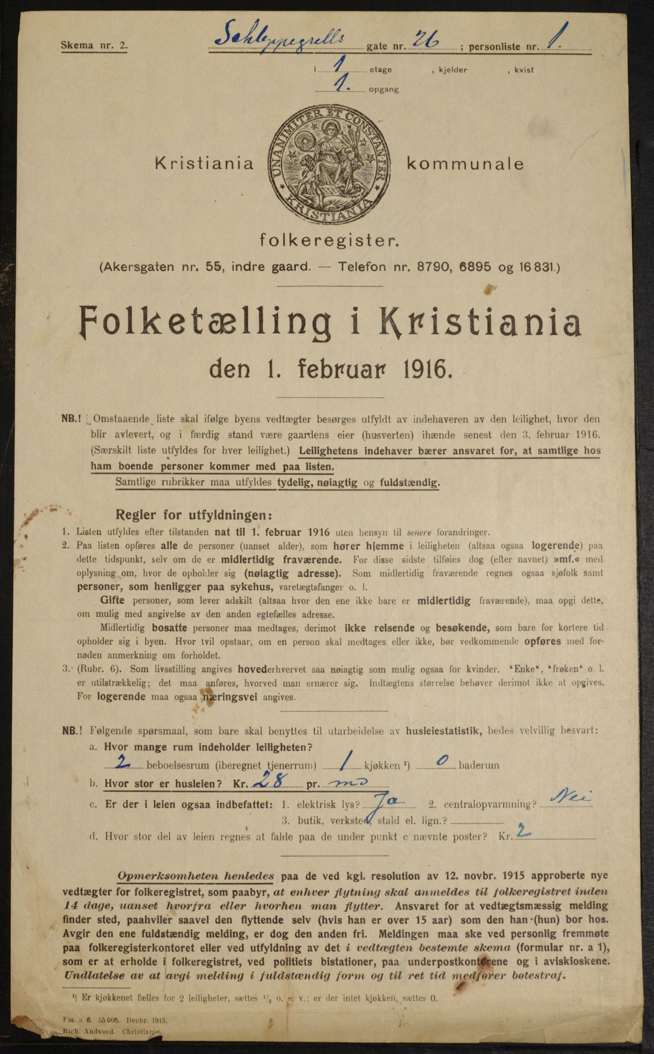 OBA, Municipal Census 1916 for Kristiania, 1916, p. 92440