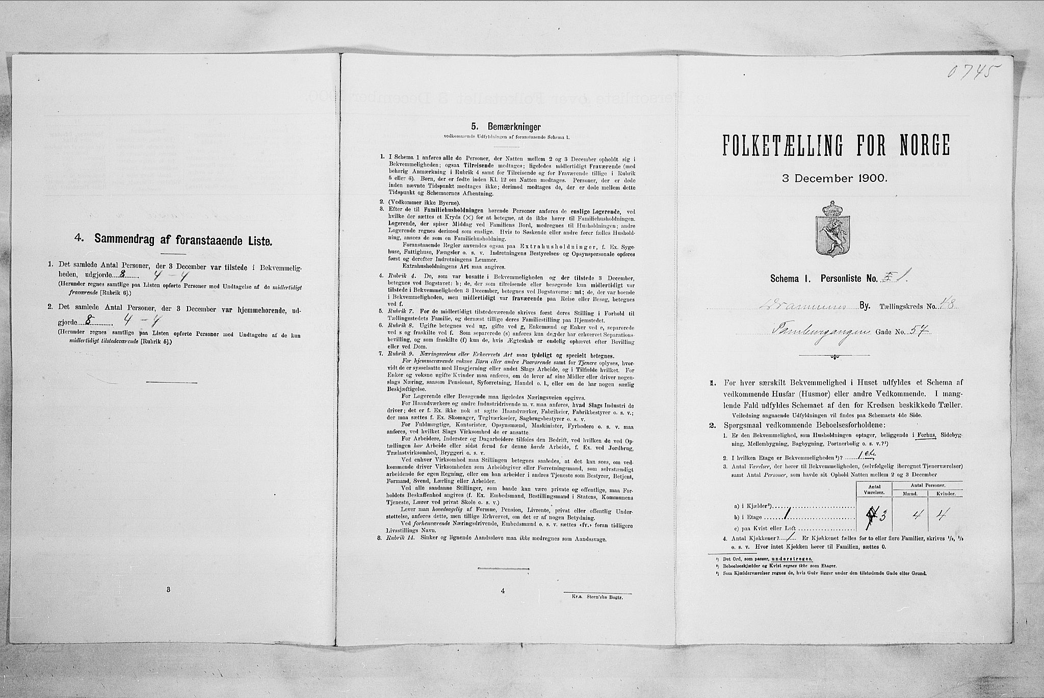 RA, 1900 census for Drammen, 1900, p. 8368