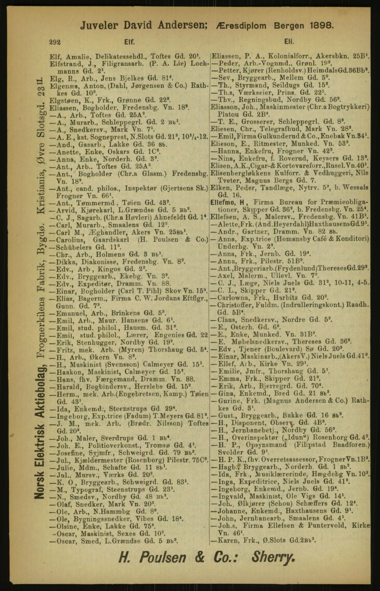 Kristiania/Oslo adressebok, PUBL/-, 1900, p. 292