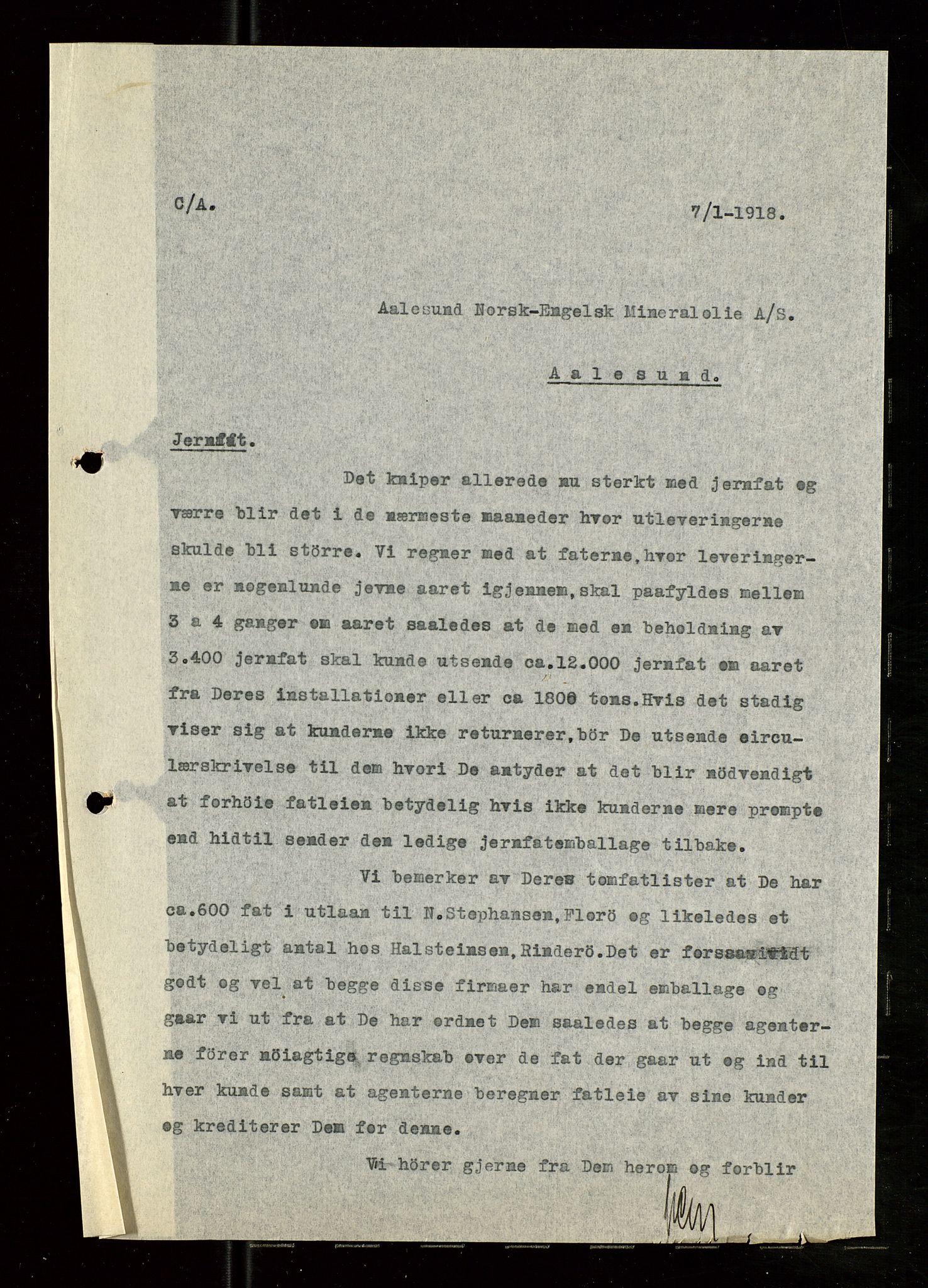 Pa 1521 - A/S Norske Shell, AV/SAST-A-101915/E/Ea/Eaa/L0007: Sjefskorrespondanse, 1919, p. 589