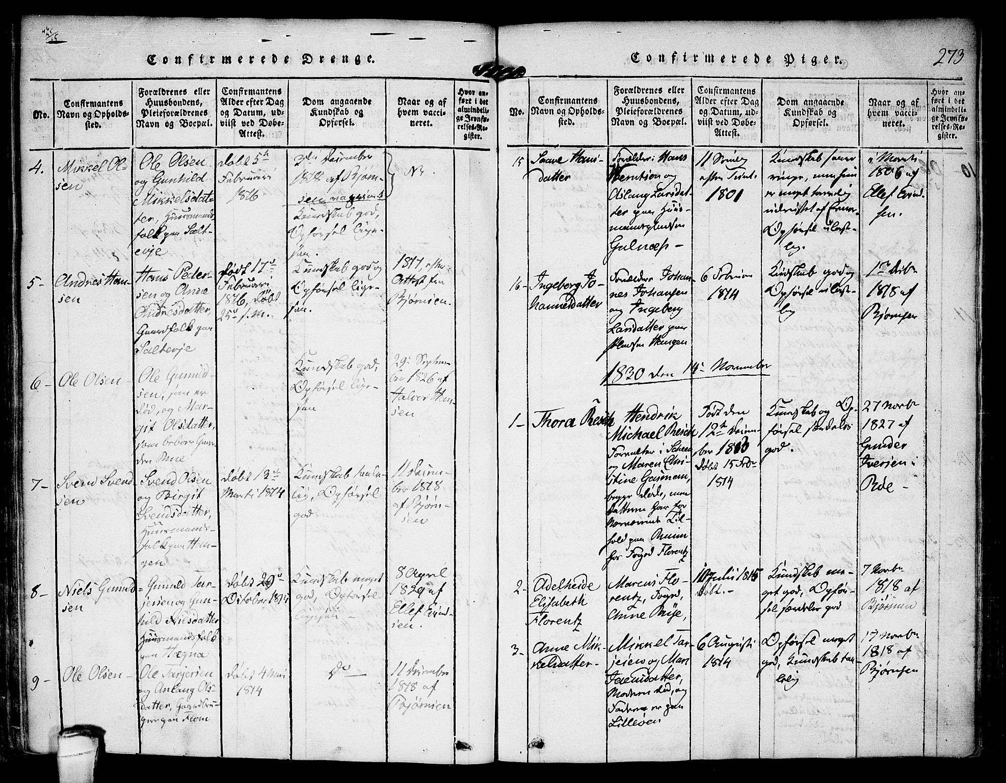 Kviteseid kirkebøker, SAKO/A-276/F/Fa/L0005: Parish register (official) no. I 5, 1815-1836, p. 273