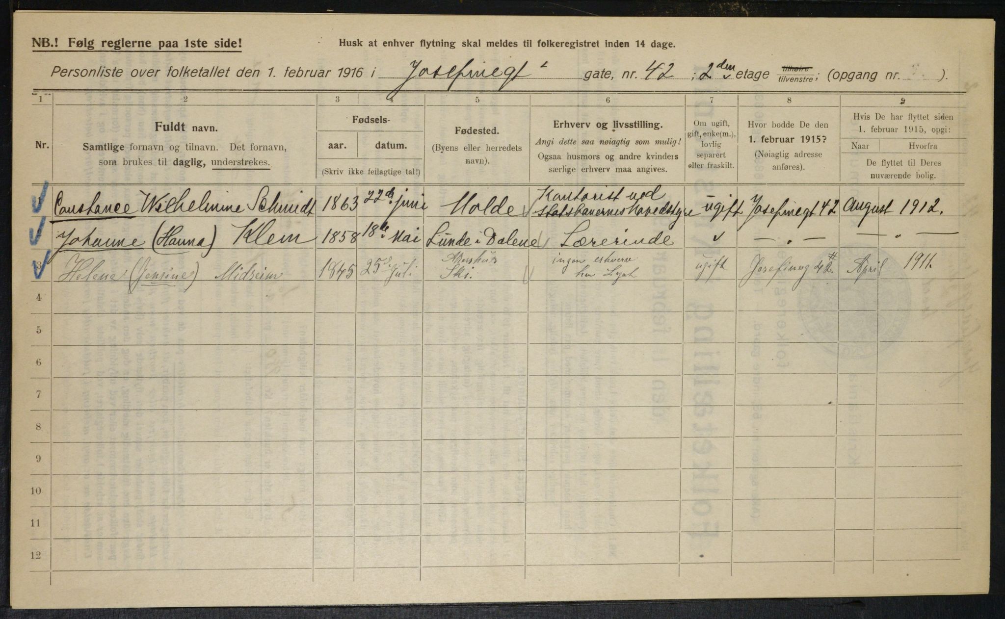 OBA, Municipal Census 1916 for Kristiania, 1916, p. 48706