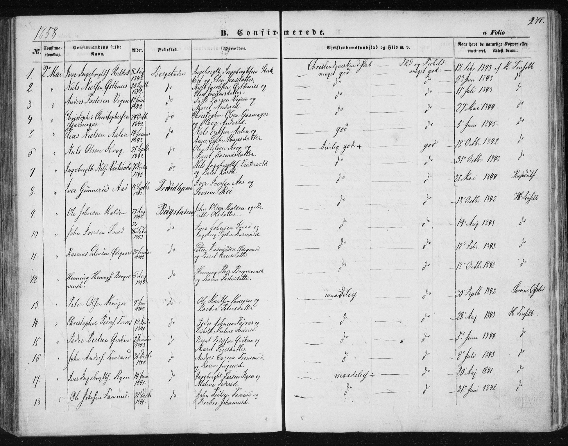 Ministerialprotokoller, klokkerbøker og fødselsregistre - Sør-Trøndelag, SAT/A-1456/681/L0931: Parish register (official) no. 681A09, 1845-1859, p. 270