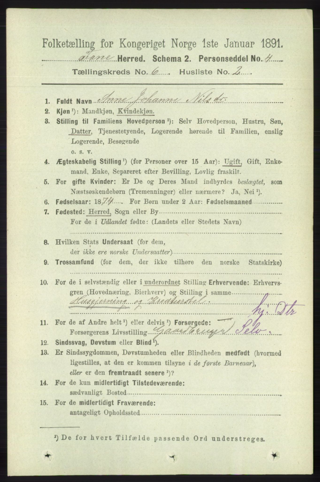 RA, 1891 census for 1249 Fana, 1891, p. 2571