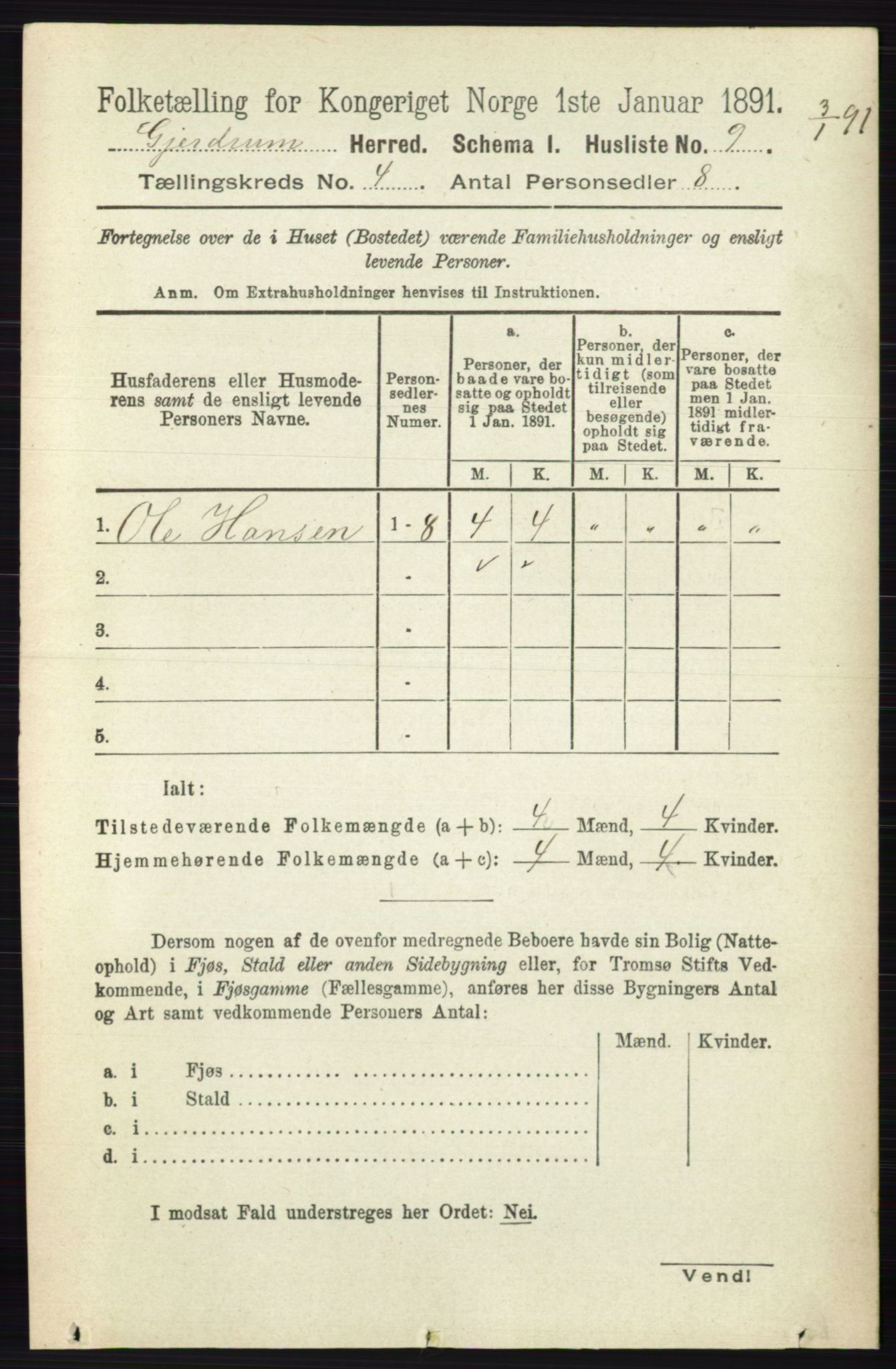 RA, 1891 census for 0234 Gjerdrum, 1891, p. 1758
