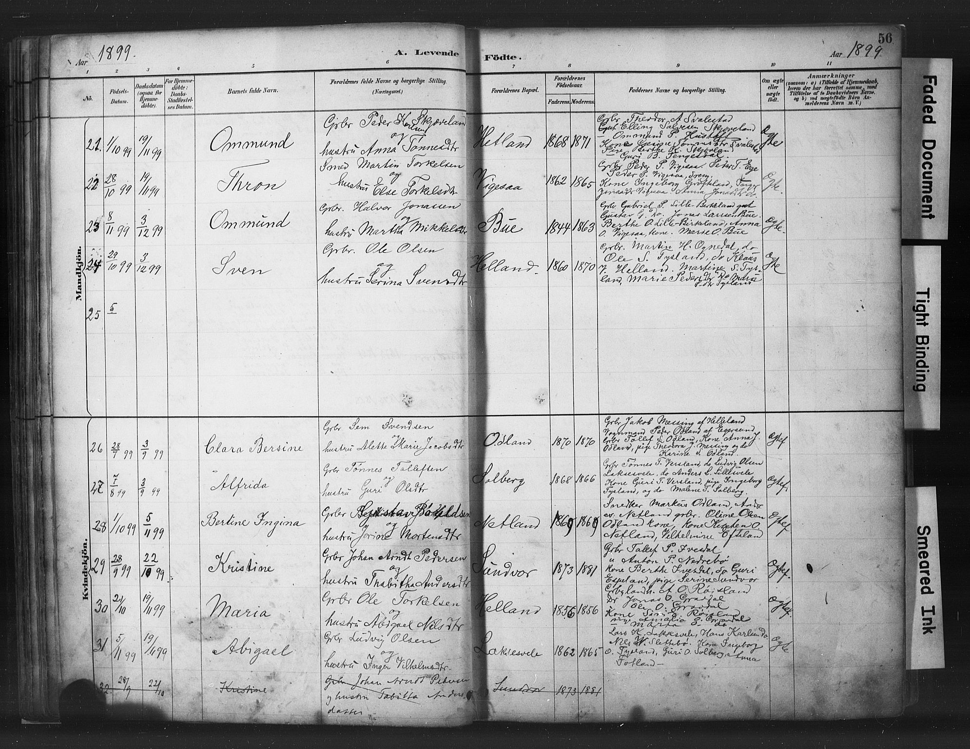 Helleland sokneprestkontor, AV/SAST-A-101810: Parish register (copy) no. B 5, 1887-1908, p. 56