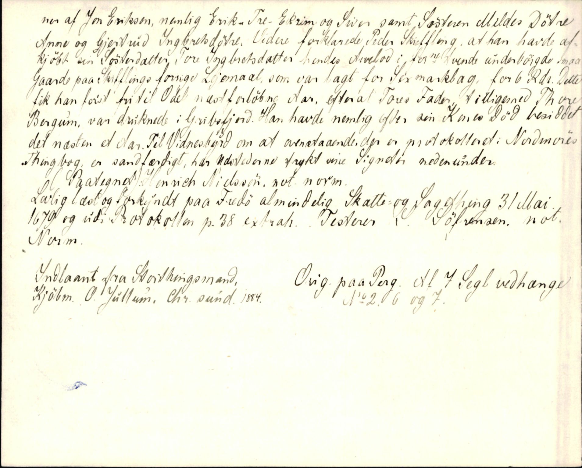 Riksarkivets diplomsamling, AV/RA-EA-5965/F35/F35d/L0004: Innlånte diplomer, seddelregister, 1643-1660, p. 450