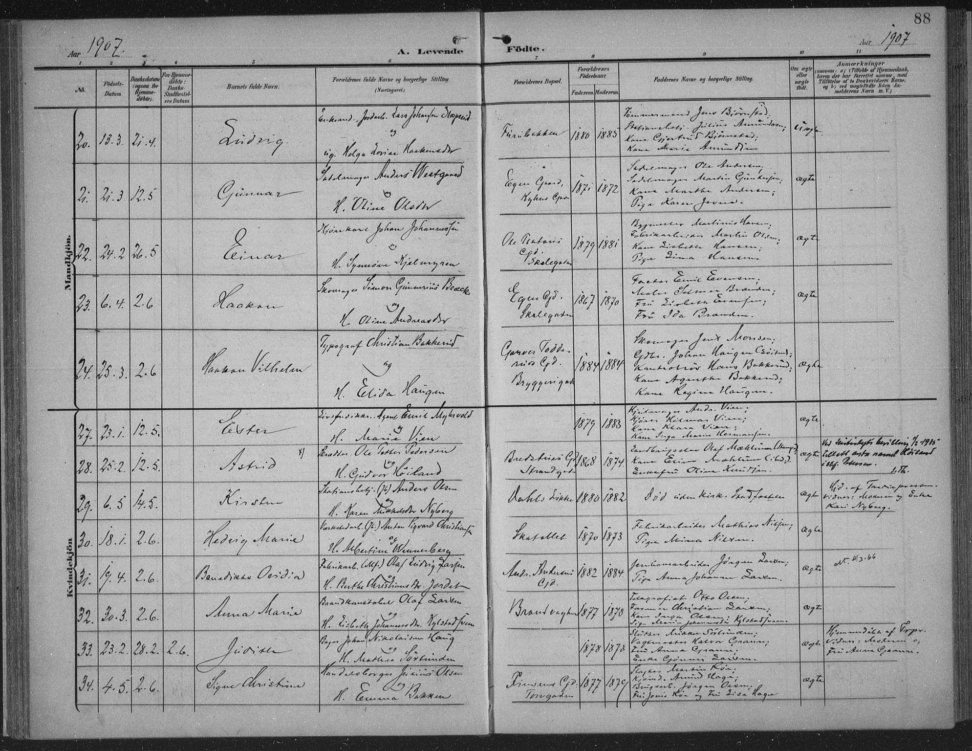 Hamar prestekontor, AV/SAH-DOMPH-002/H/Ha/Haa/L0001: Parish register (official) no. 1, 1900-1914, p. 88