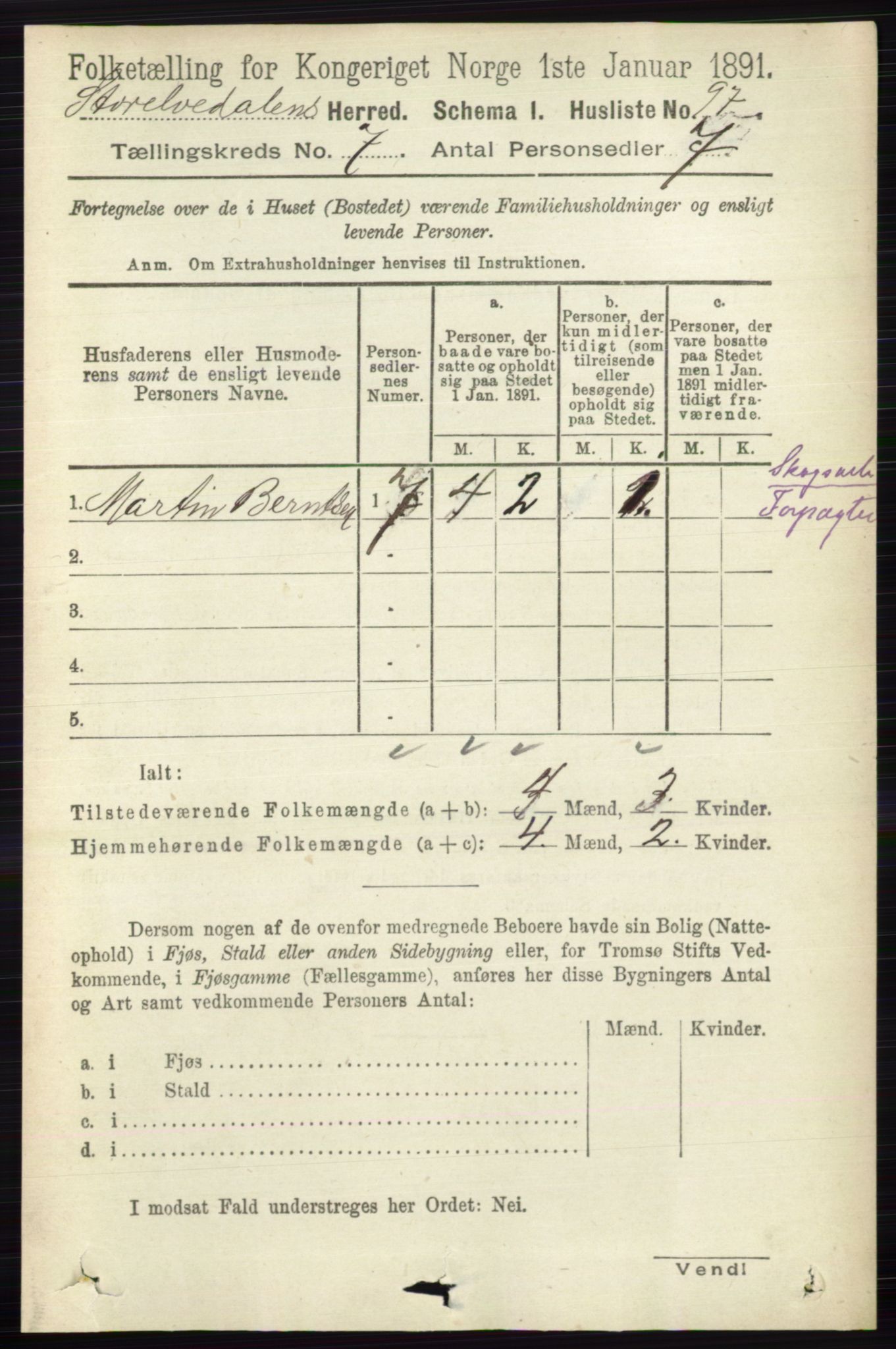 RA, 1891 census for 0430 Stor-Elvdal, 1891, p. 2644