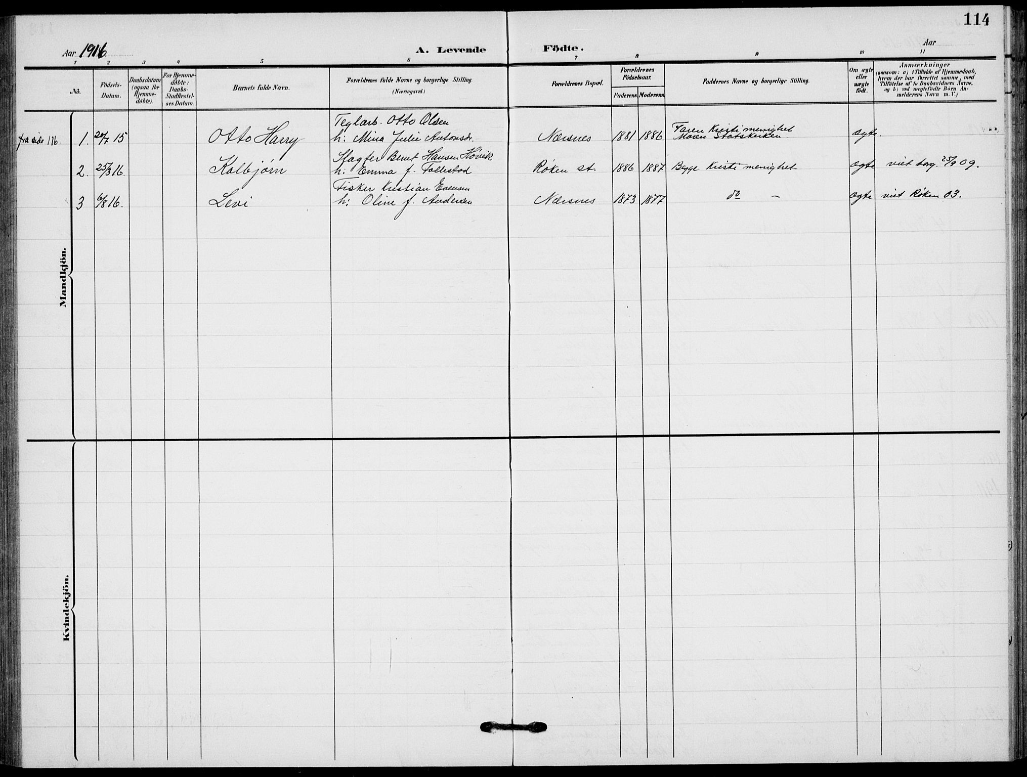 Røyken kirkebøker, AV/SAKO-A-241/G/Ga/L0005: Parish register (copy) no. 5, 1903-1918, p. 114