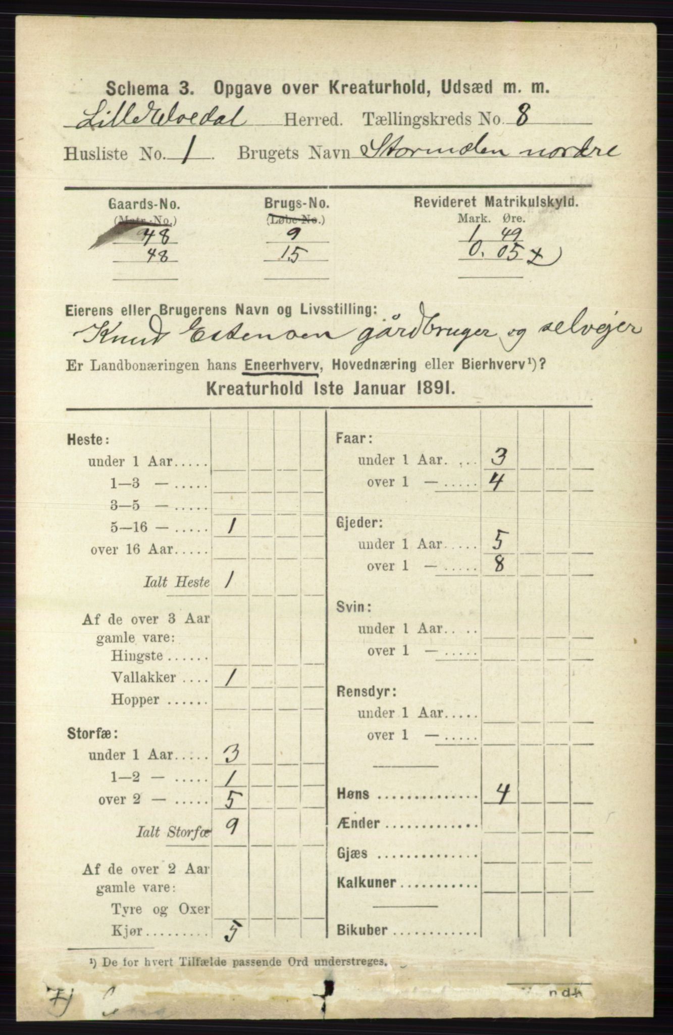 RA, 1891 census for 0438 Lille Elvedalen, 1891, p. 4572