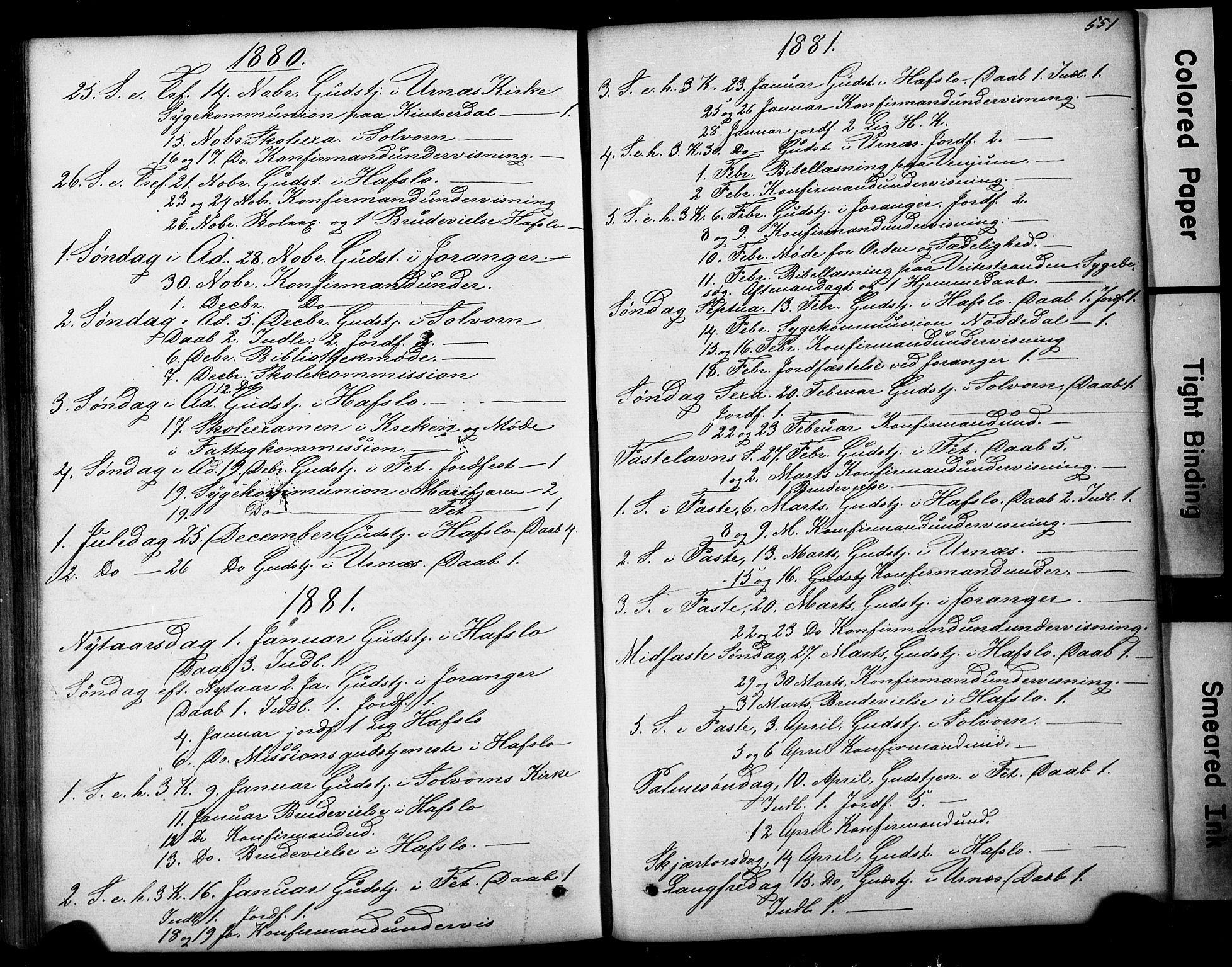 Hafslo sokneprestembete, SAB/A-80301/H/Hab/Haba/L0001: Parish register (copy) no. A 1, 1866-1908, p. 551