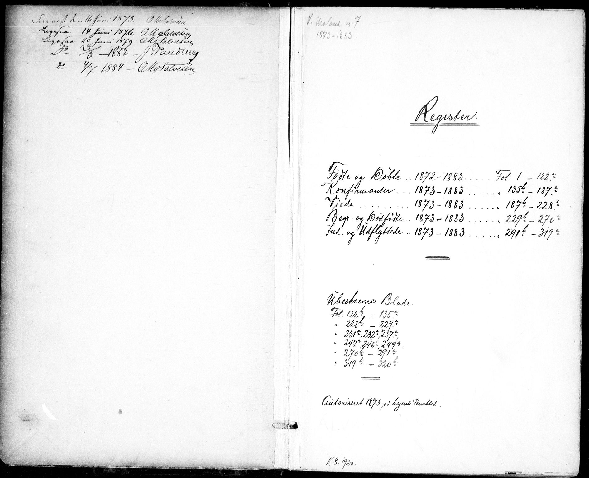 Vestre Moland sokneprestkontor, AV/SAK-1111-0046/F/Fb/Fbb/L0005: Parish register (copy) no. B 5, 1872-1883