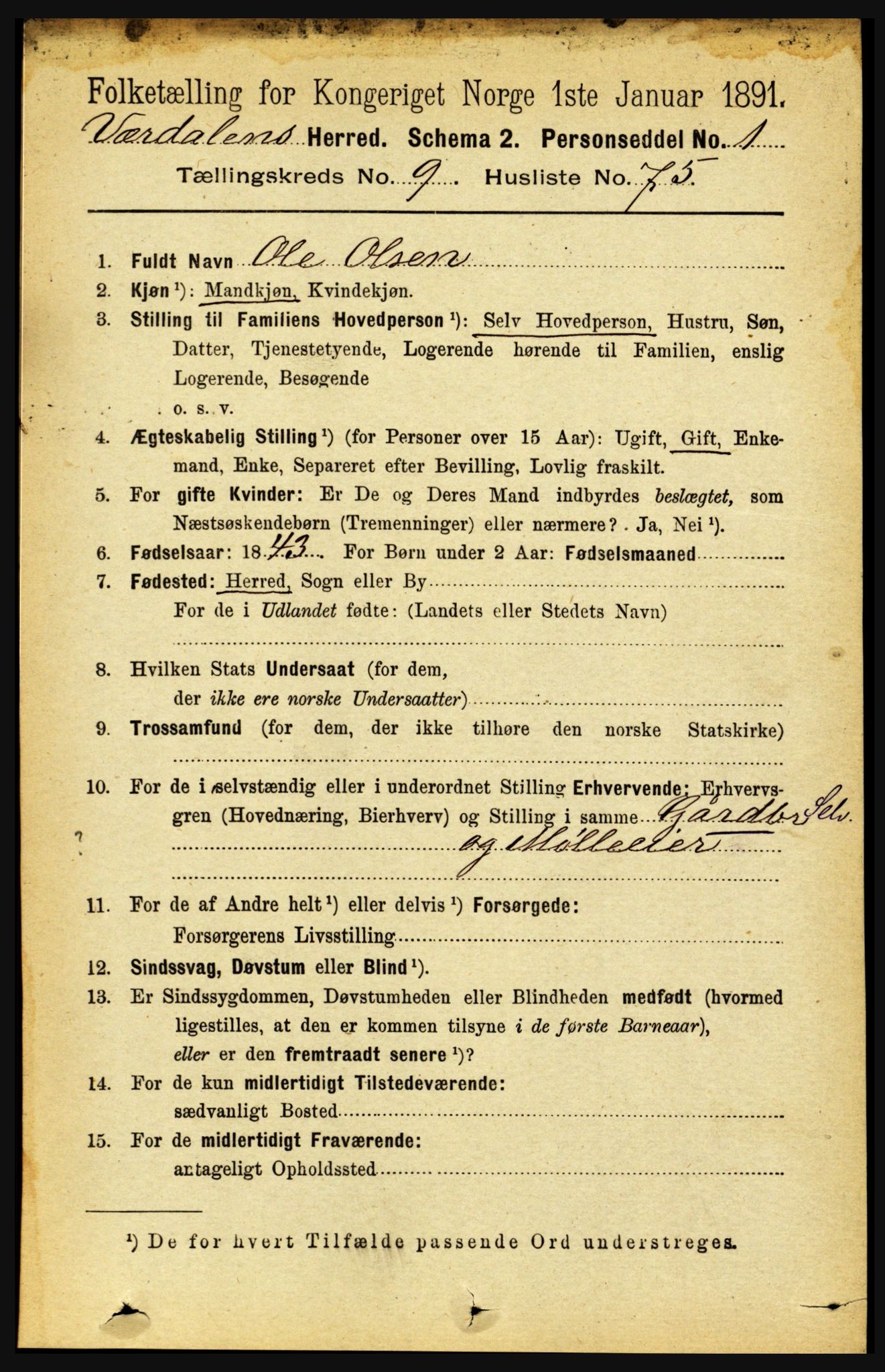 RA, 1891 census for 1721 Verdal, 1891, p. 5481