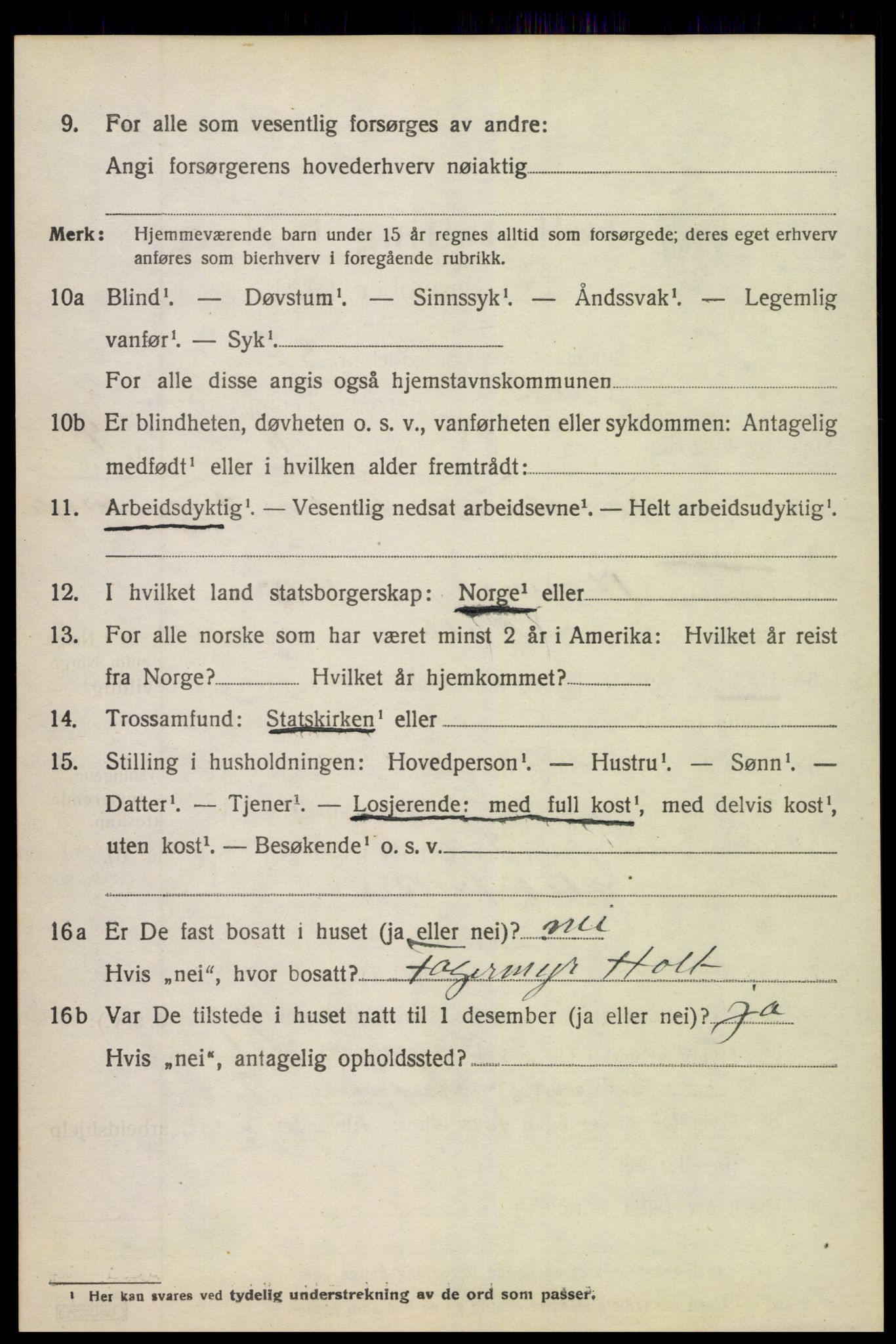 SAK, 1920 census for Holt, 1920, p. 2301