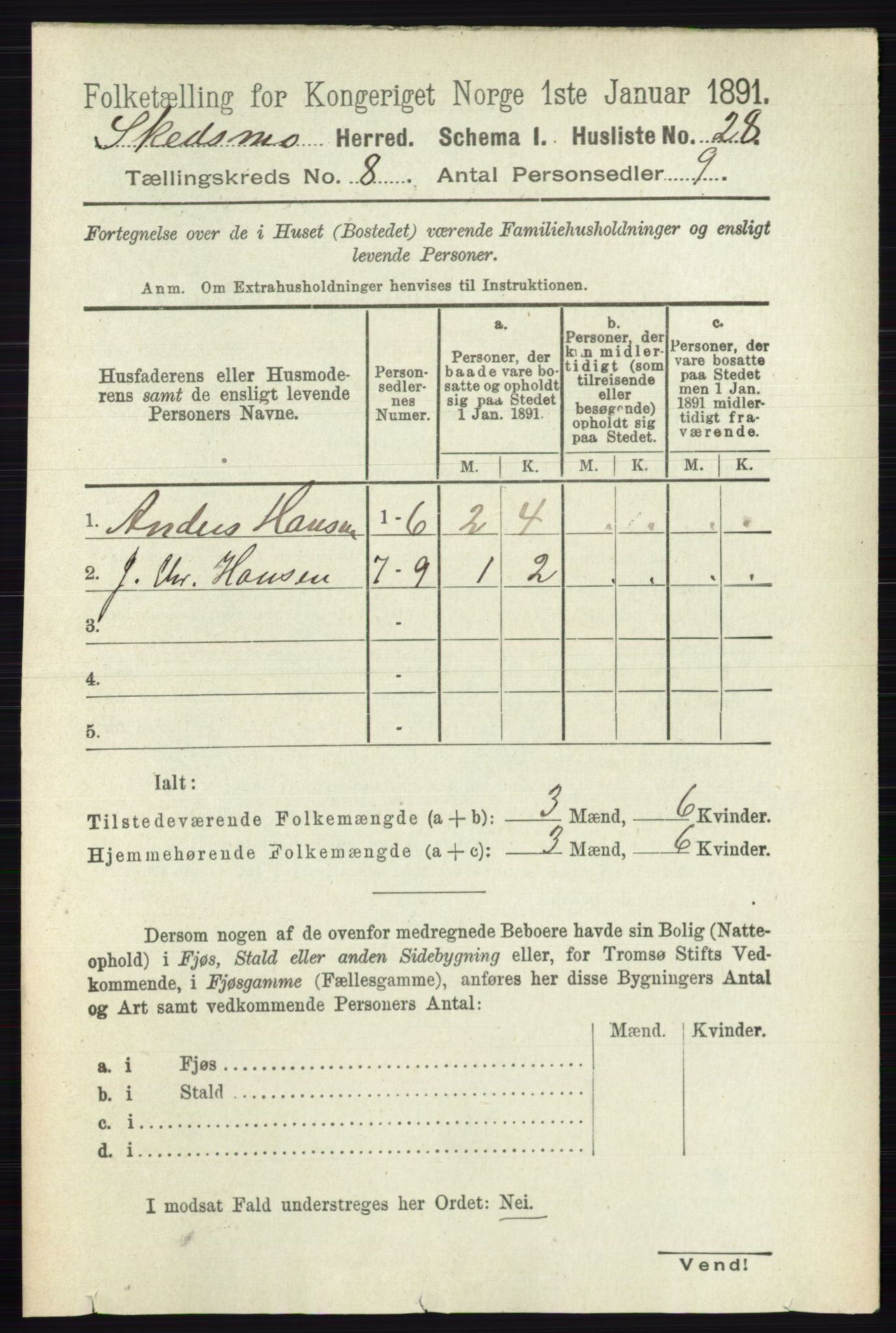 RA, 1891 census for 0231 Skedsmo, 1891, p. 3838