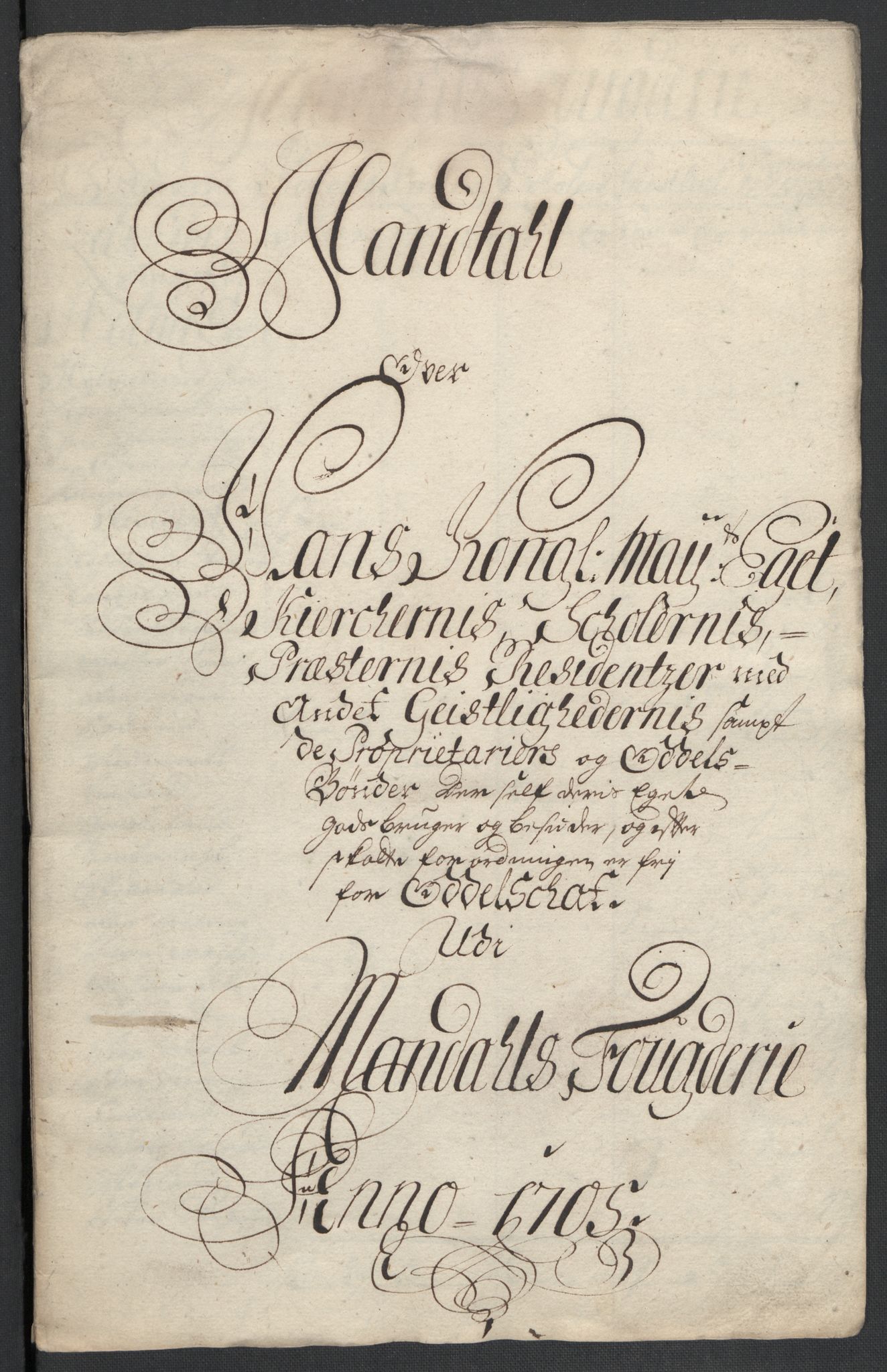 Rentekammeret inntil 1814, Reviderte regnskaper, Fogderegnskap, RA/EA-4092/R43/L2551: Fogderegnskap Lista og Mandal, 1705-1709, p. 115