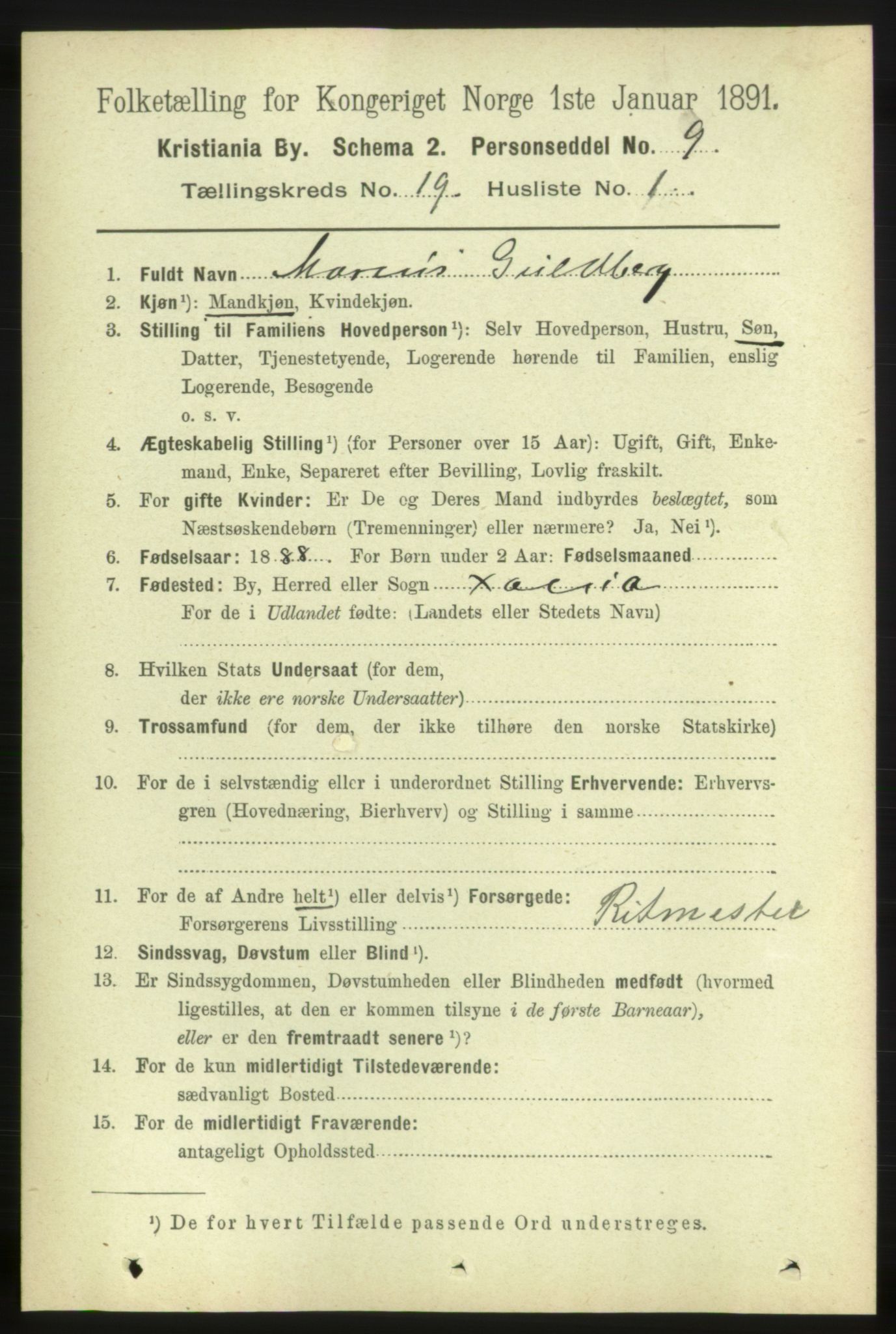 RA, 1891 census for 0301 Kristiania, 1891, p. 9520