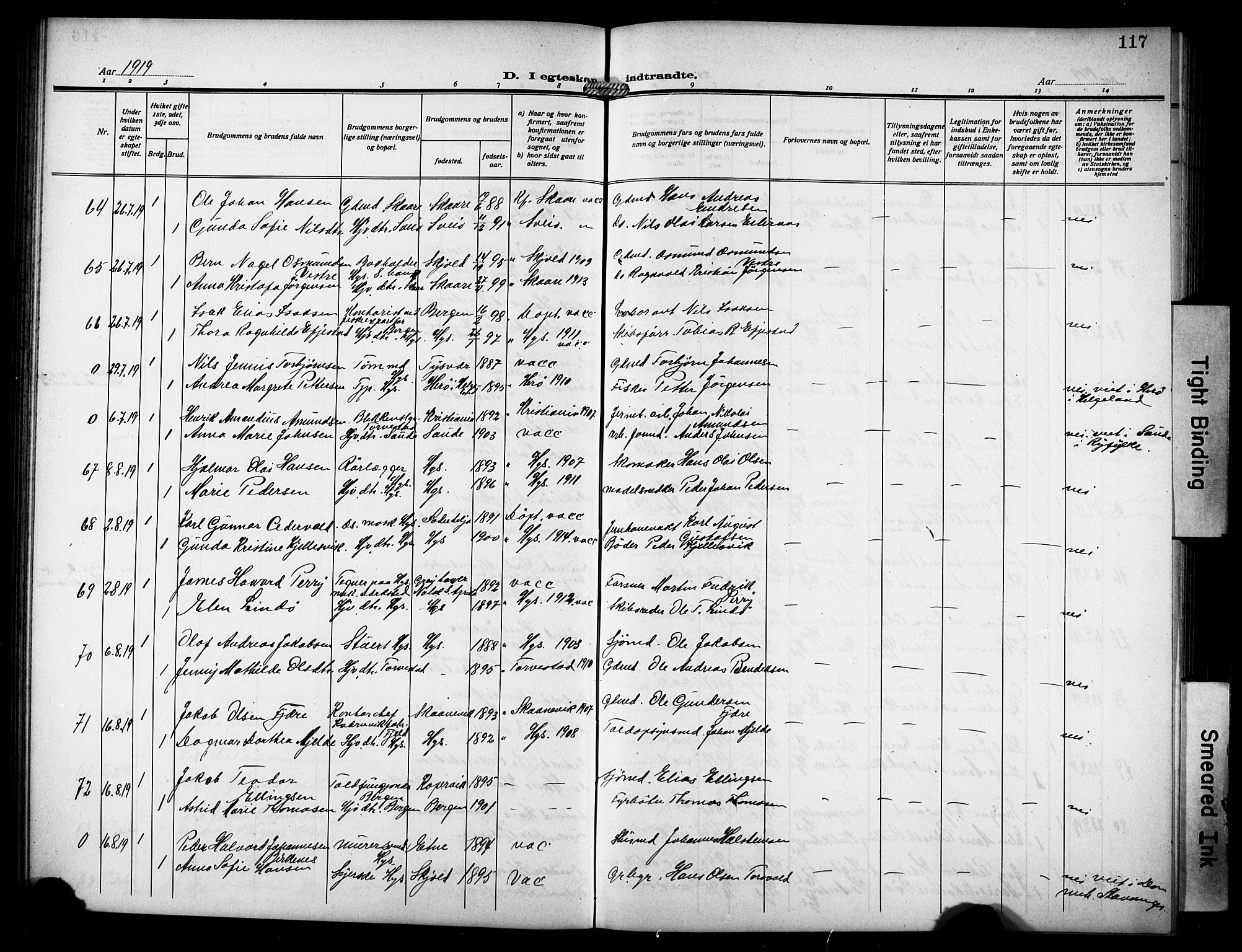 Haugesund sokneprestkontor, AV/SAST-A -101863/H/Ha/Hab/L0008: Parish register (copy) no. B 8, 1909-1921, p. 117