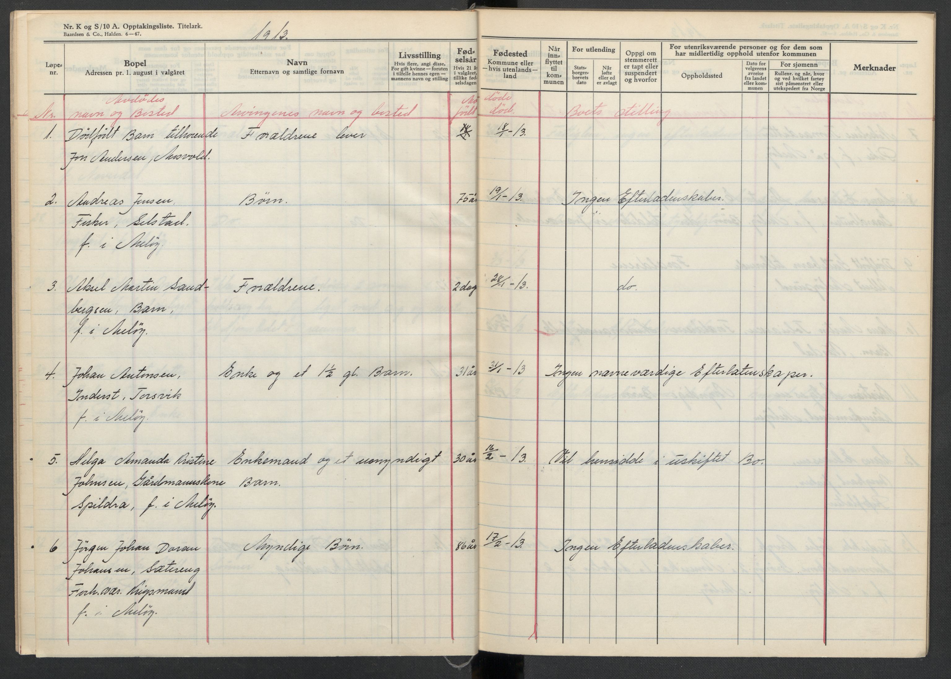 Meløy lensmannskontor, AV/SAT-A-5701/1/02/L0001: 2.01.01 - Dødsfallsprotokoll, 1911-1917