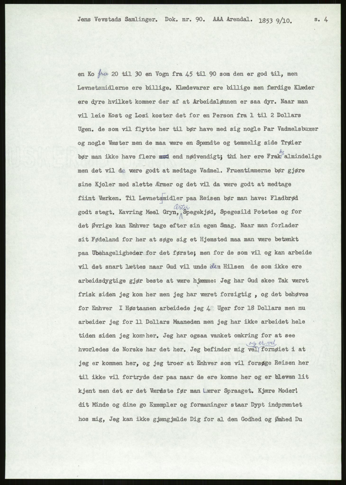 Samlinger til kildeutgivelse, Amerikabrevene, AV/RA-EA-4057/F/L0026: Innlån fra Aust-Agder: Aust-Agder-Arkivet - Erickson, 1838-1914, p. 843