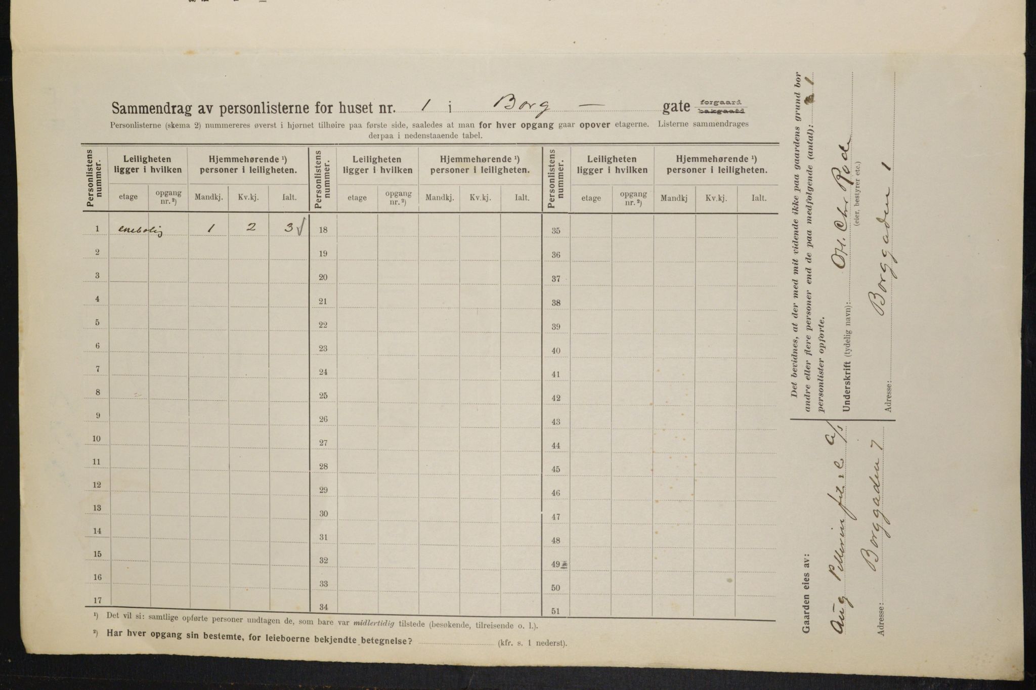 OBA, Municipal Census 1914 for Kristiania, 1914, p. 7698