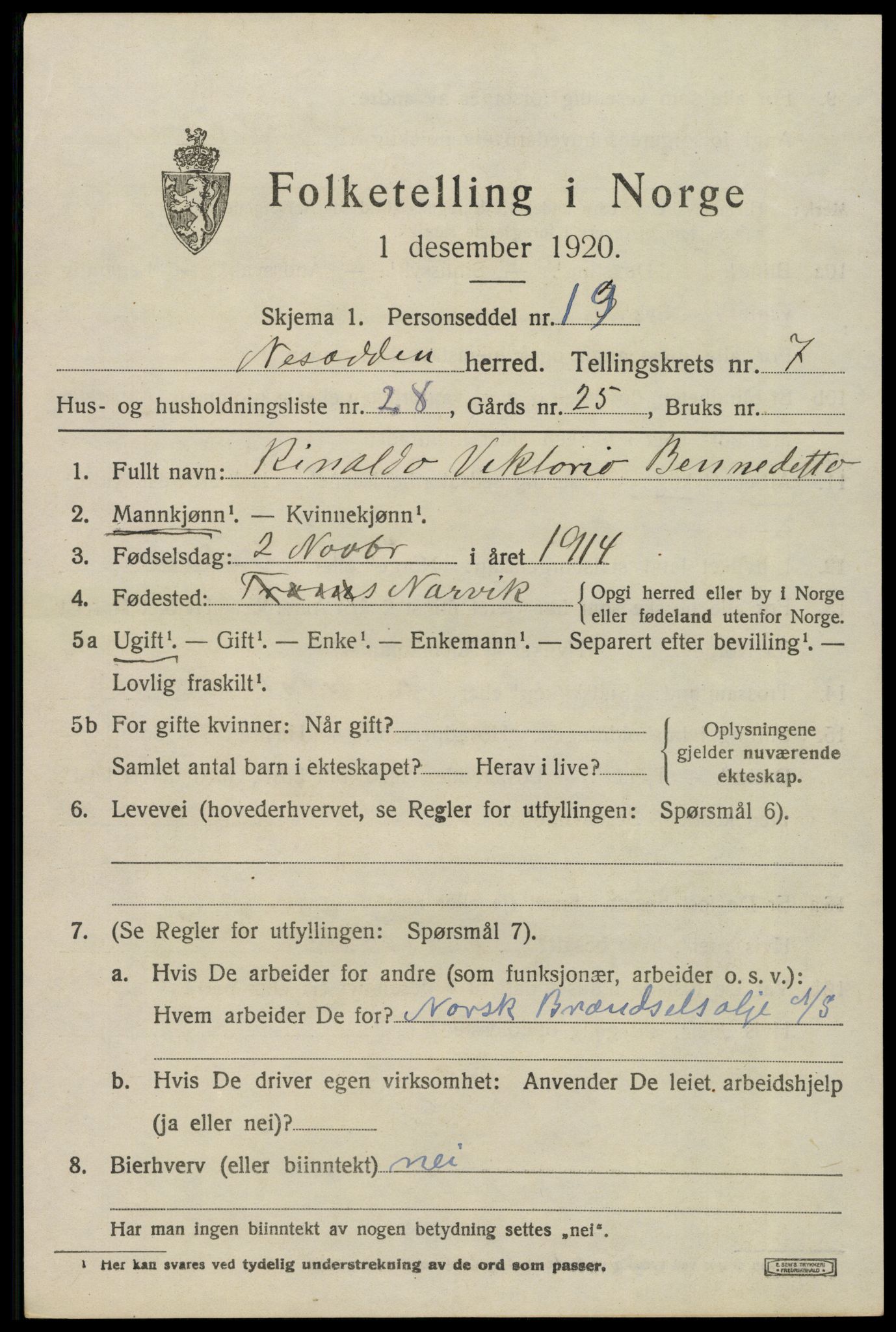 SAO, 1920 census for Nesodden, 1920, p. 5977