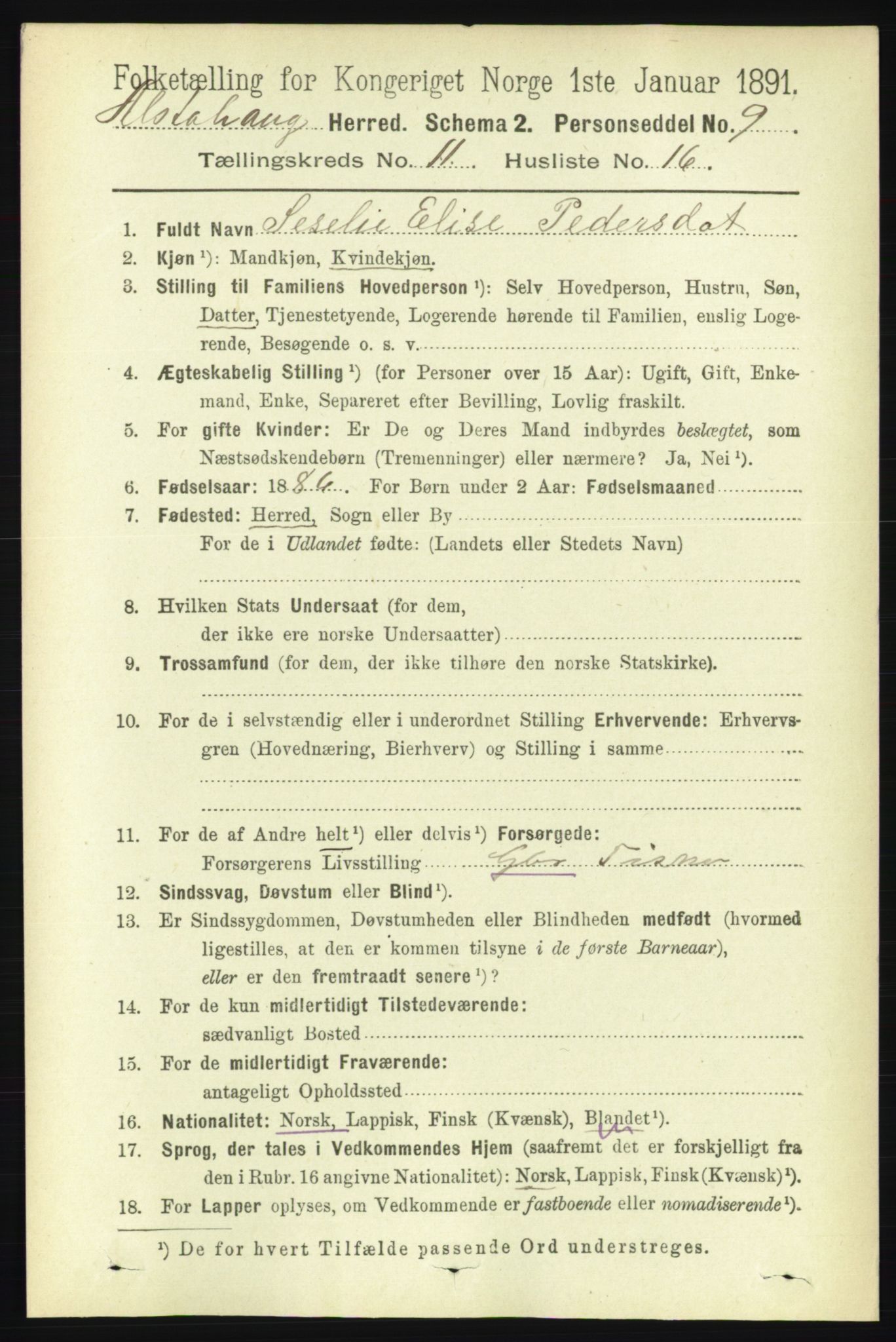 RA, 1891 census for 1820 Alstahaug, 1891, p. 3969