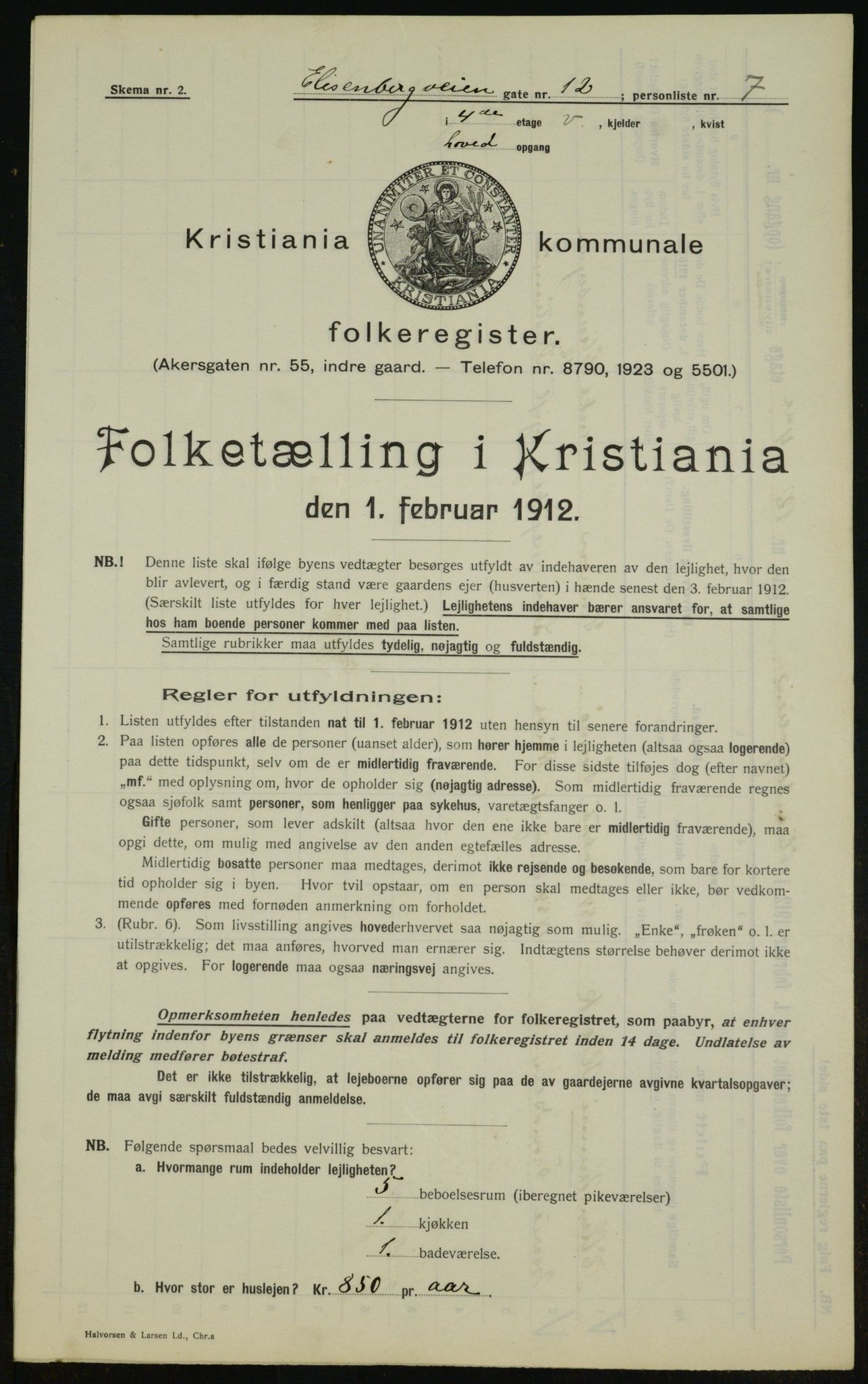 OBA, Municipal Census 1912 for Kristiania, 1912, p. 20564