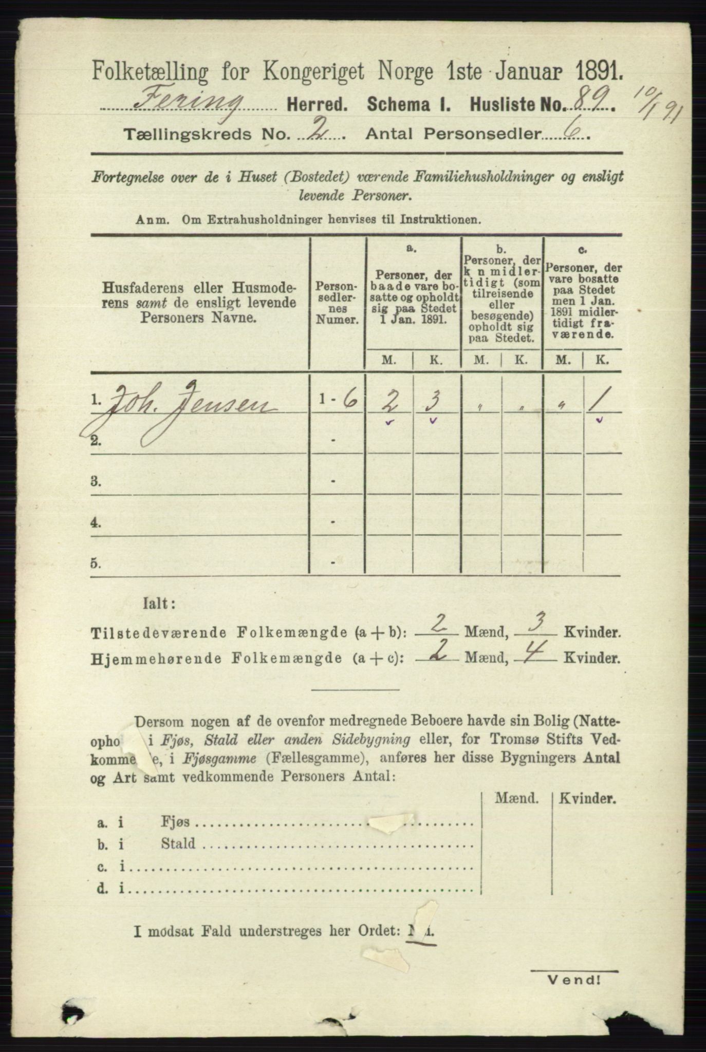 RA, 1891 census for 0240 Feiring, 1891, p. 758