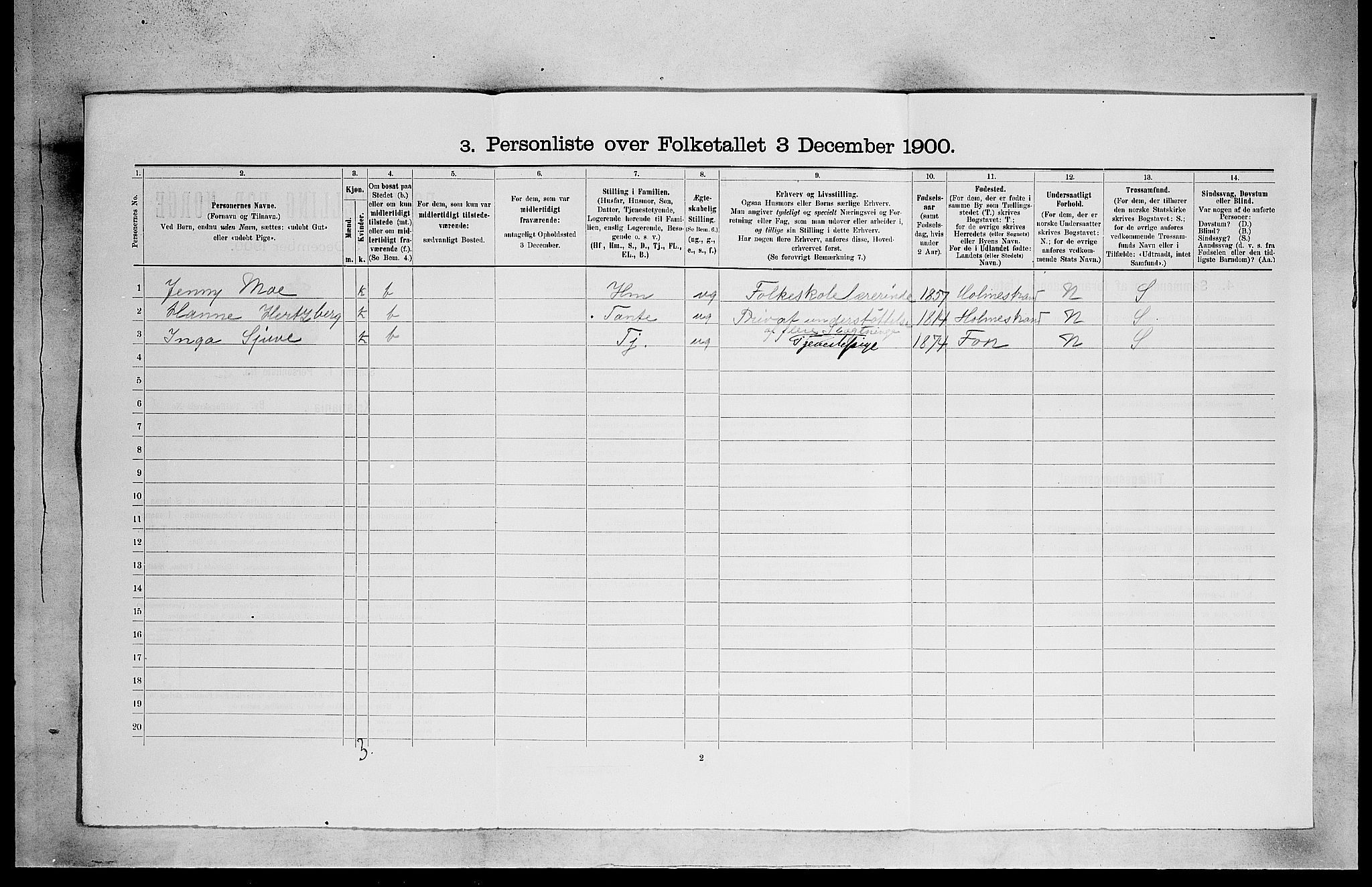 SAO, 1900 census for Kristiania, 1900, p. 6328