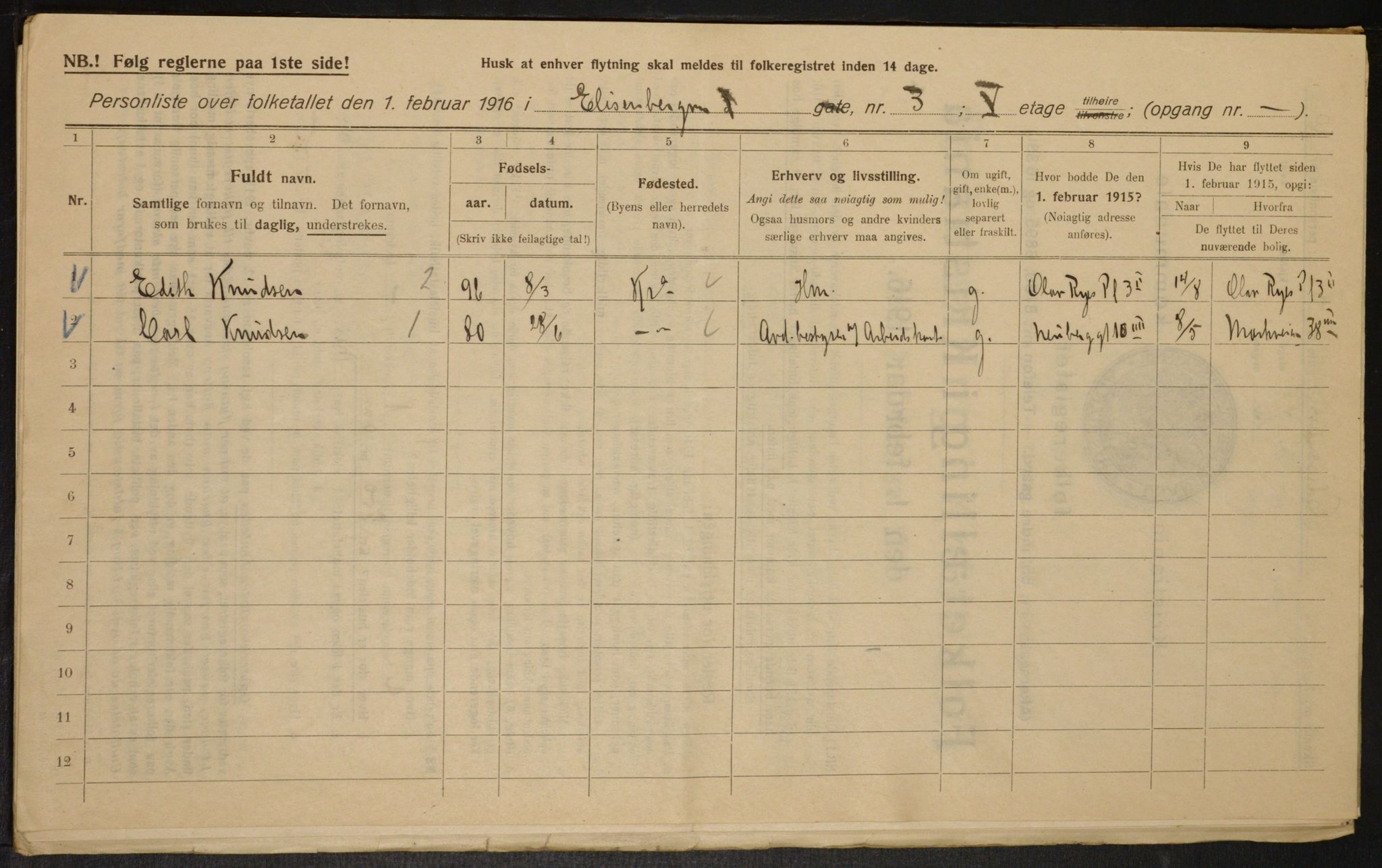 OBA, Municipal Census 1916 for Kristiania, 1916, p. 20741