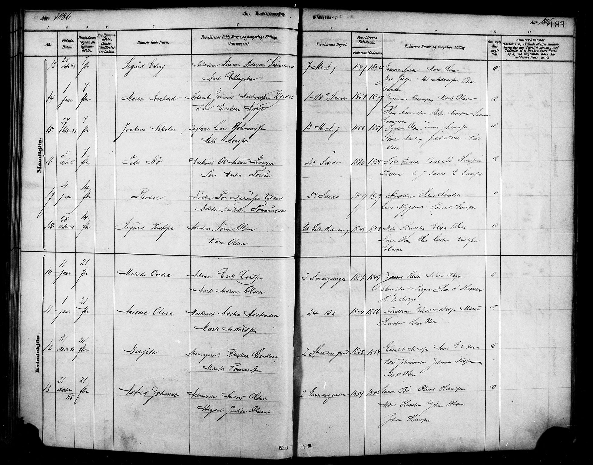 Sandviken Sokneprestembete, AV/SAB-A-77601/H/Ha/L0004: Parish register (official) no. B 1, 1878-1891, p. 183