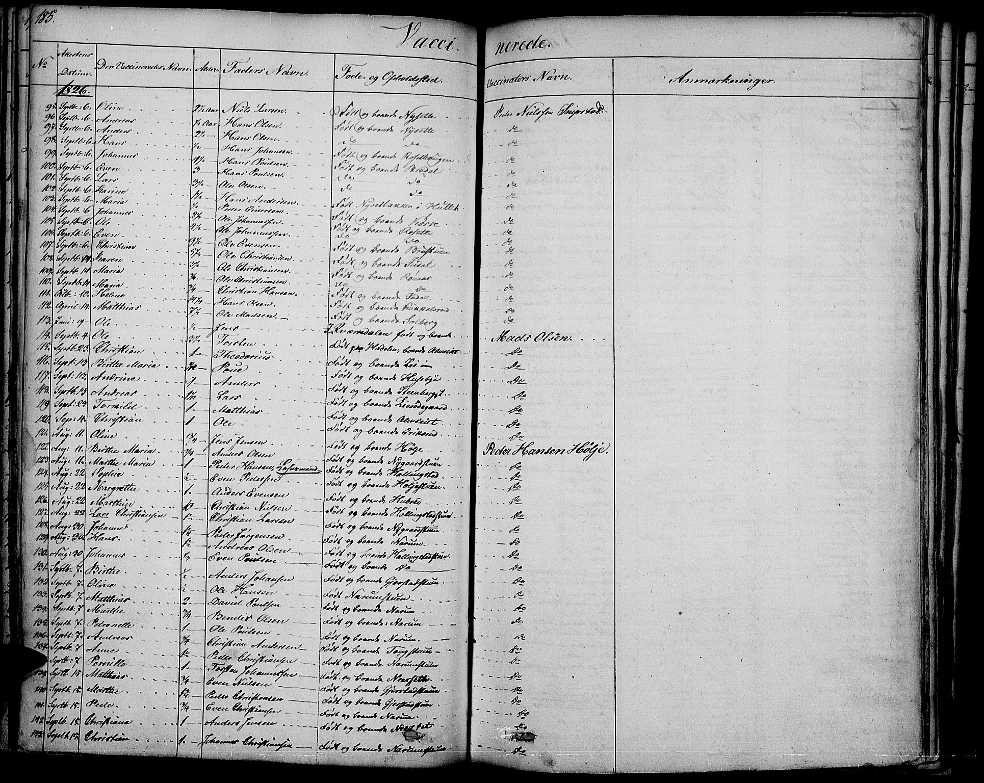 Vestre Toten prestekontor, AV/SAH-PREST-108/H/Ha/Haa/L0002: Parish register (official) no. 2, 1825-1837, p. 185