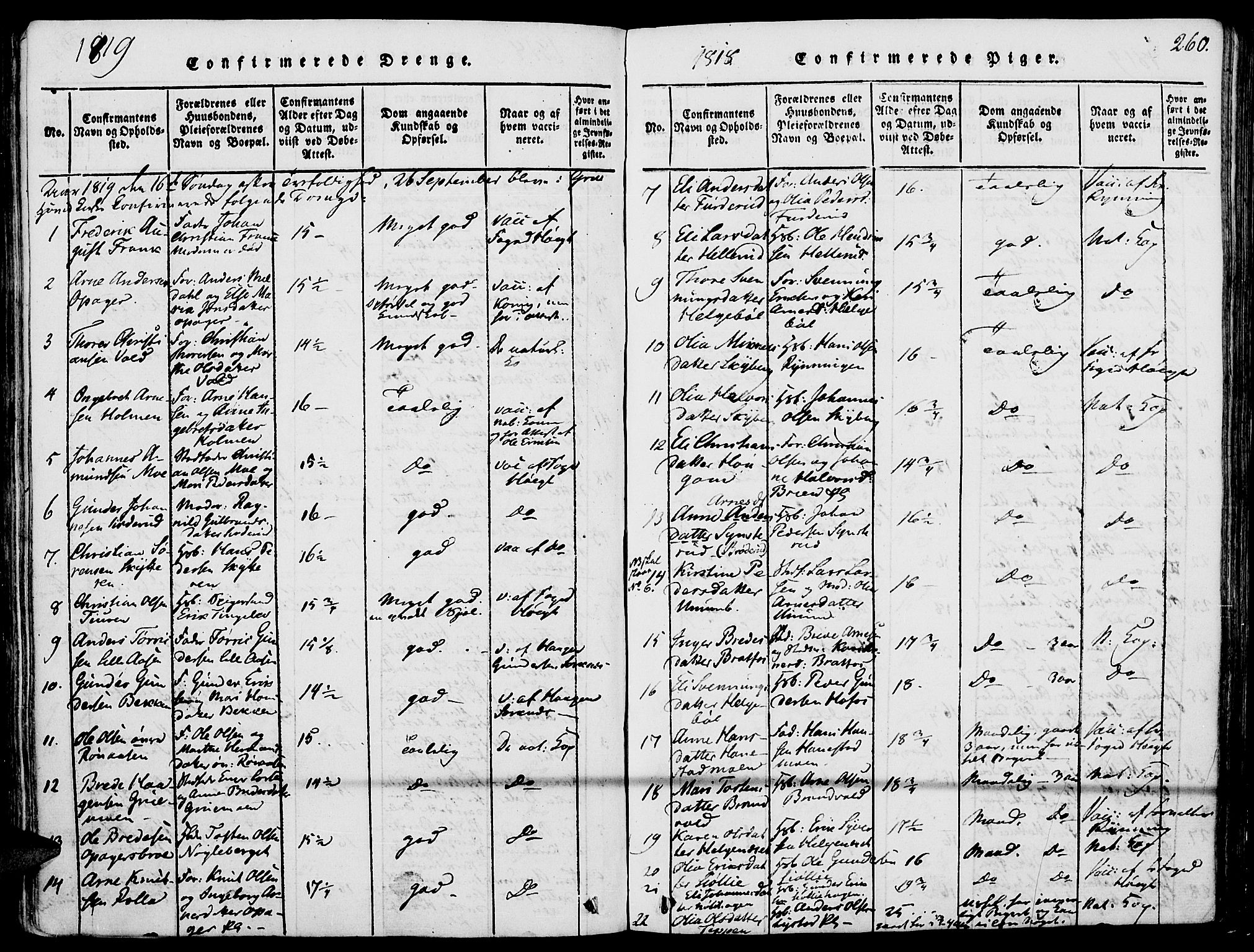 Grue prestekontor, SAH/PREST-036/H/Ha/Haa/L0006: Parish register (official) no. 6, 1814-1830, p. 260